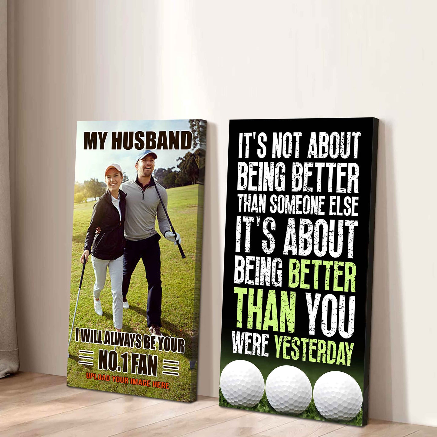 To My Husband Canvas I Am Your No 1 Fan - 2 Piece Canvas Wall Art - It's About Being Better Than You Were Yesterday