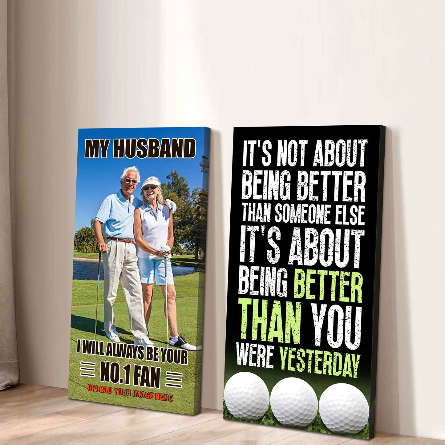 To My Husband Canvas I Am Your No 1 Fan - 2 Piece Canvas Wall Art - It's About Being Better Than You Were Yesterday
