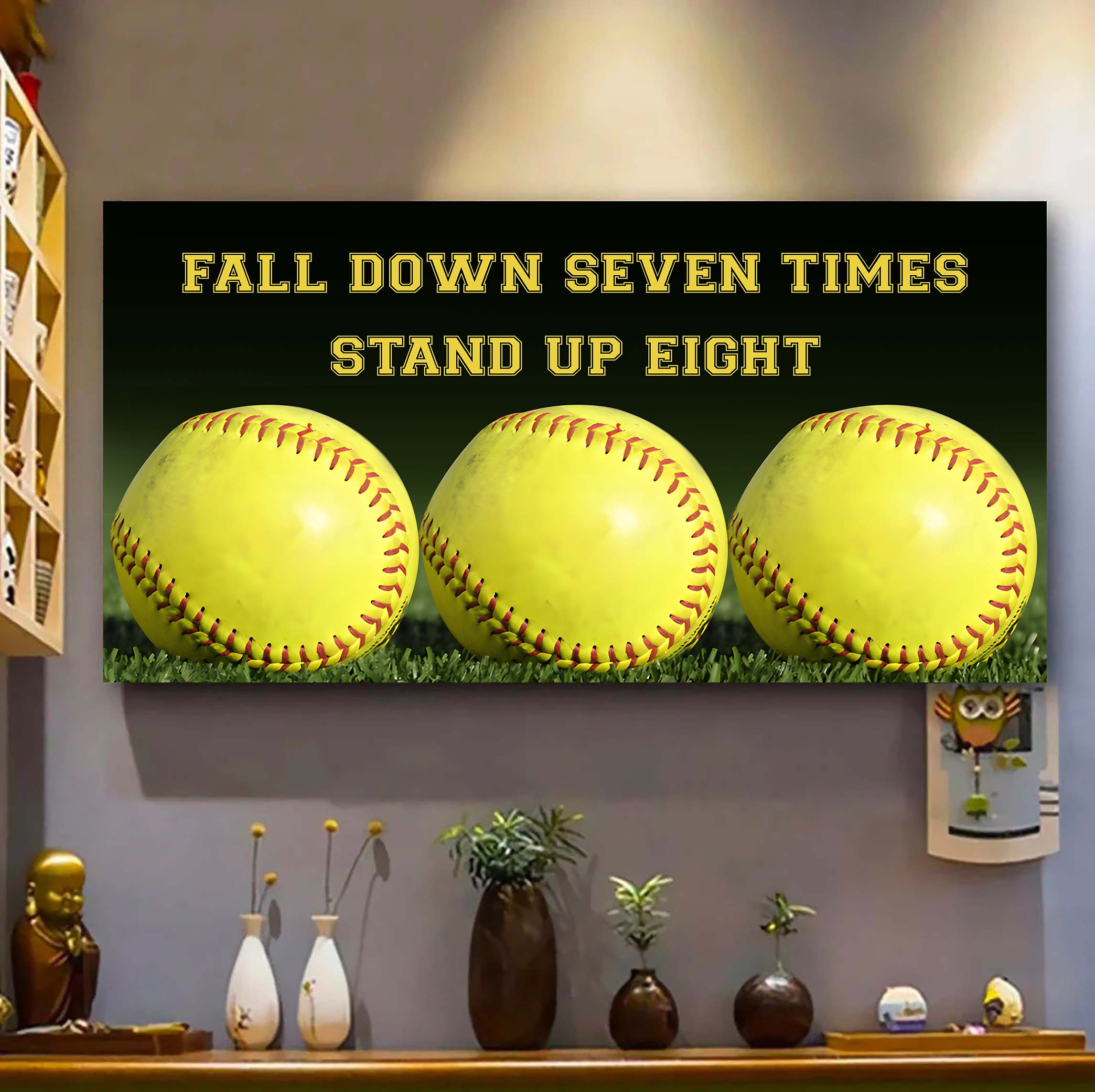 Soccer poster canvas fall down seven times stand up eight