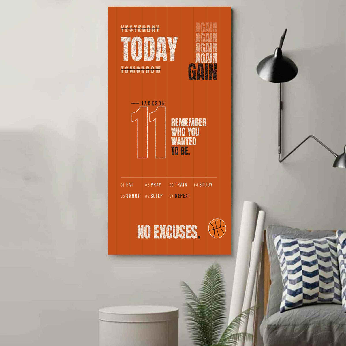 Sport Personalized Poster Canvas Remember Who You Wanted To Be Today Again Again Again Gain