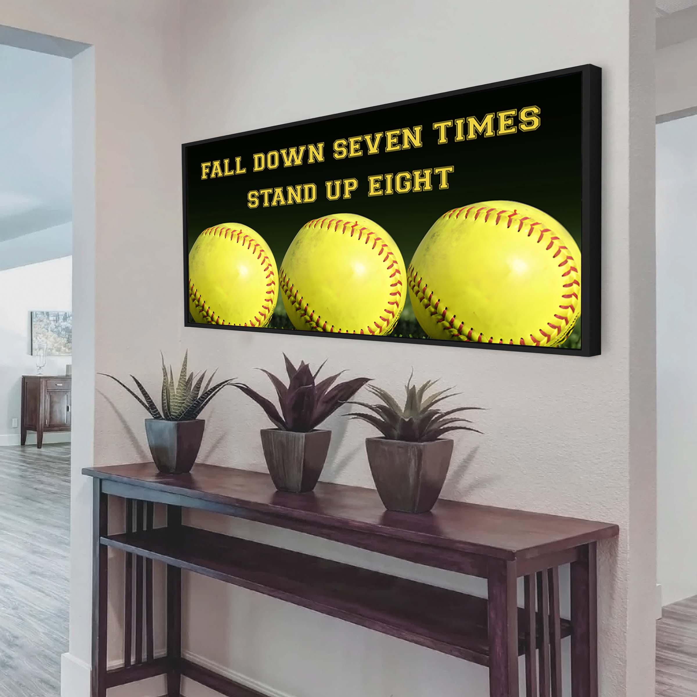 Baseball poster canvas fall down seven times stand up eight