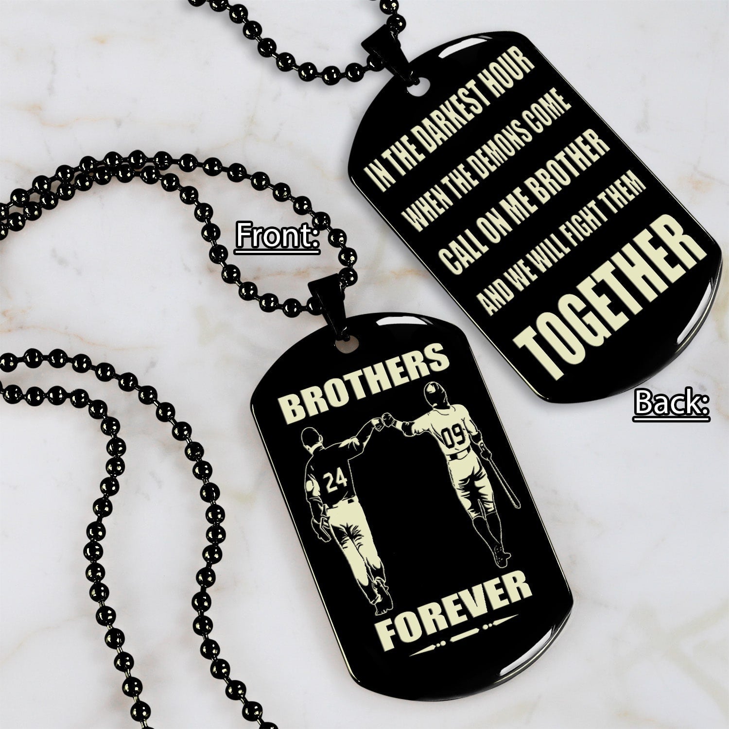 Ver3W Vikings customizable engraved black dog tag double sided gift from brother, brother forever