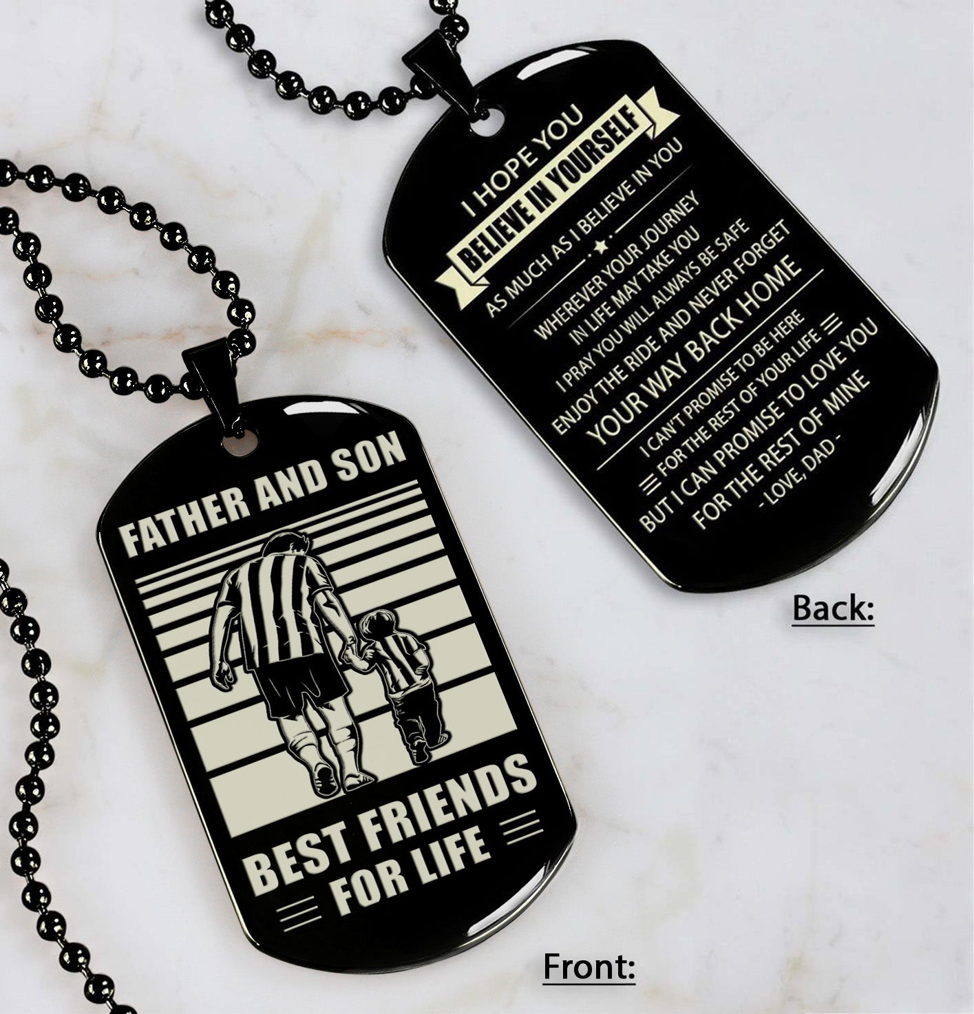 Basketball ANY Personalized Double Sided Dog Tag Father And Son Best Friends For Life - Message on the back side