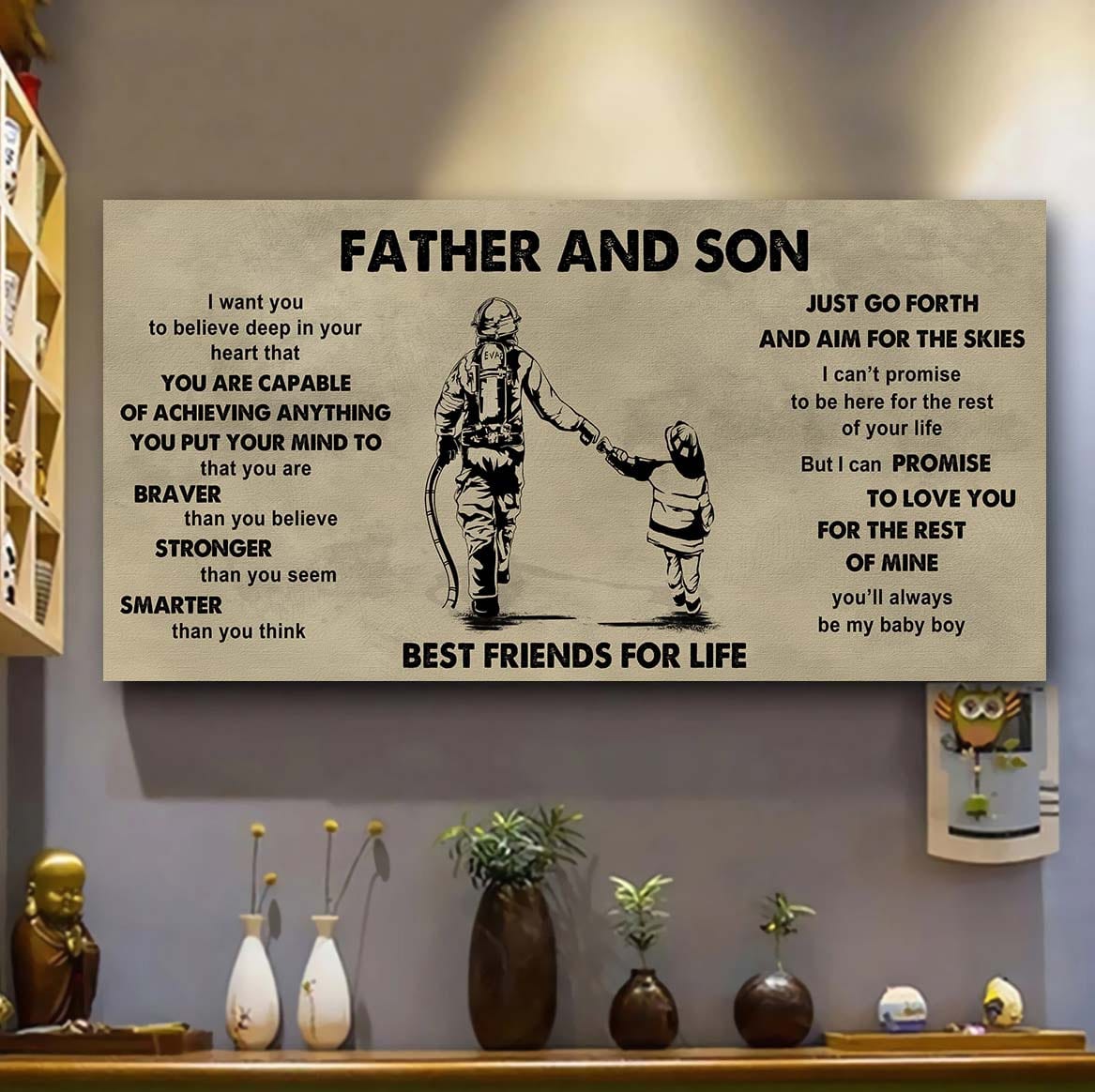 DRB VGT Father And Son Best Friends For Life  - That You Are Braver Than You Believe Poster Canvas Gift For Son From Father