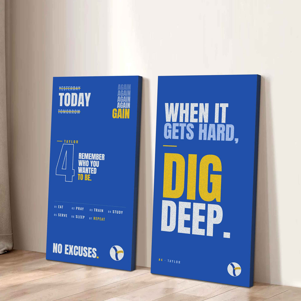 Sport Poster Again Again Again Motivation Quotes - 2 Piece Canvas Wall Art