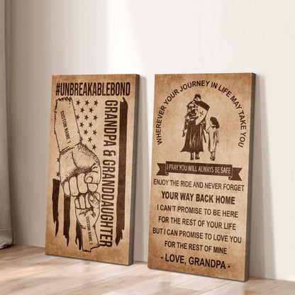 Grandpa And Granddaughter UnBreakable Bond - 2 Piece Canvas Wall Art Black Floating Frame - Never Forget Your Way Back Home