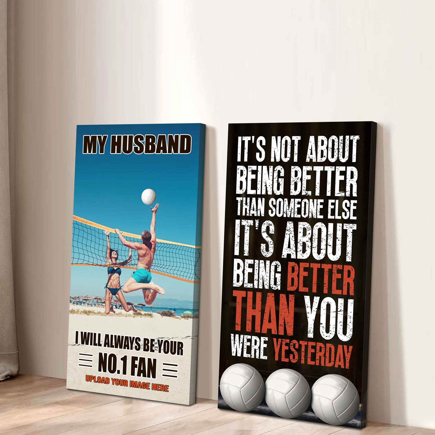 To My Husband Canvas I Am Your No 1 Fan - 2 Piece Canvas Wall Art - It's About Being Better Than You Were Yesterday