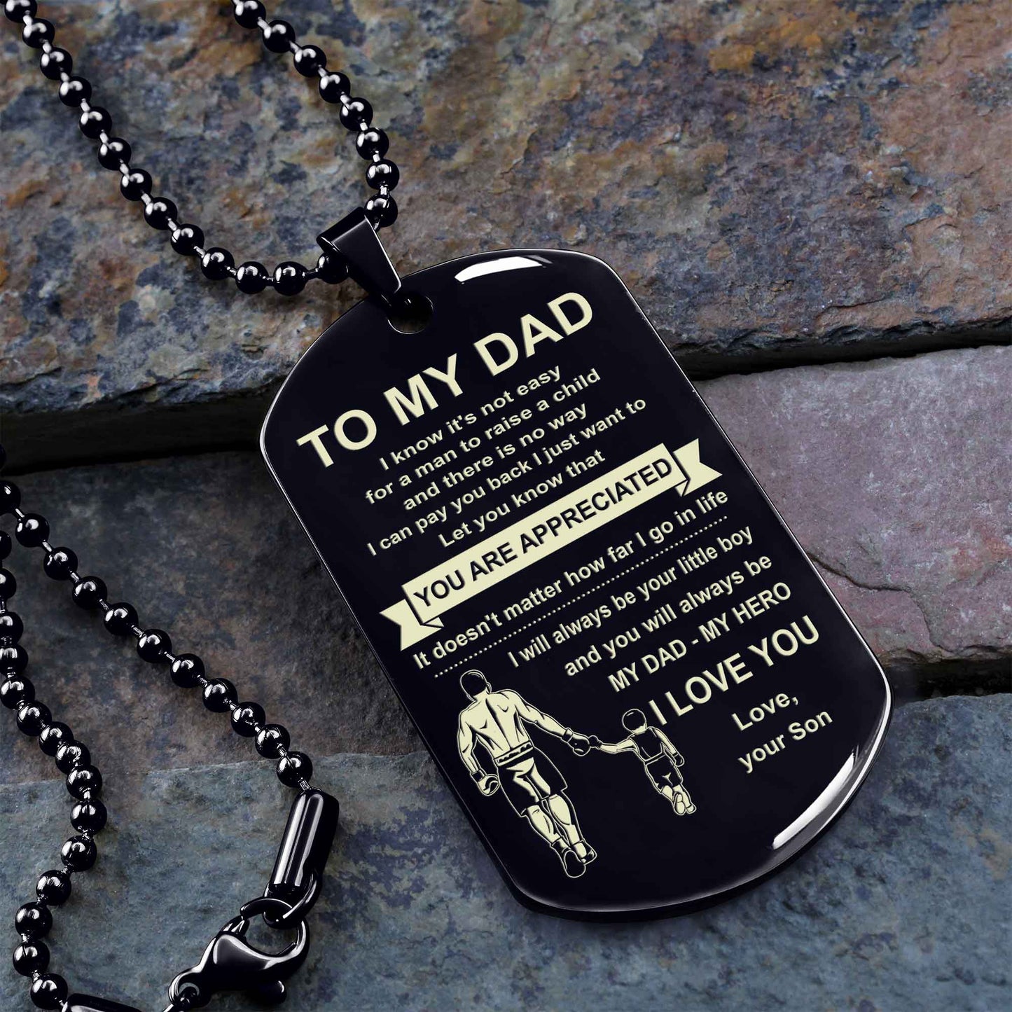 Family One Side Dog Tag To My Dad I Know It's Not Easy - You Are My Hero Gift From Son To Dad Father's Day Gift