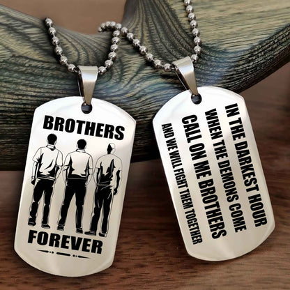 Viking Engraved Double Sided Dog Tag Call On Me Brother NAG Brothers Forever We Will Fight Them Together