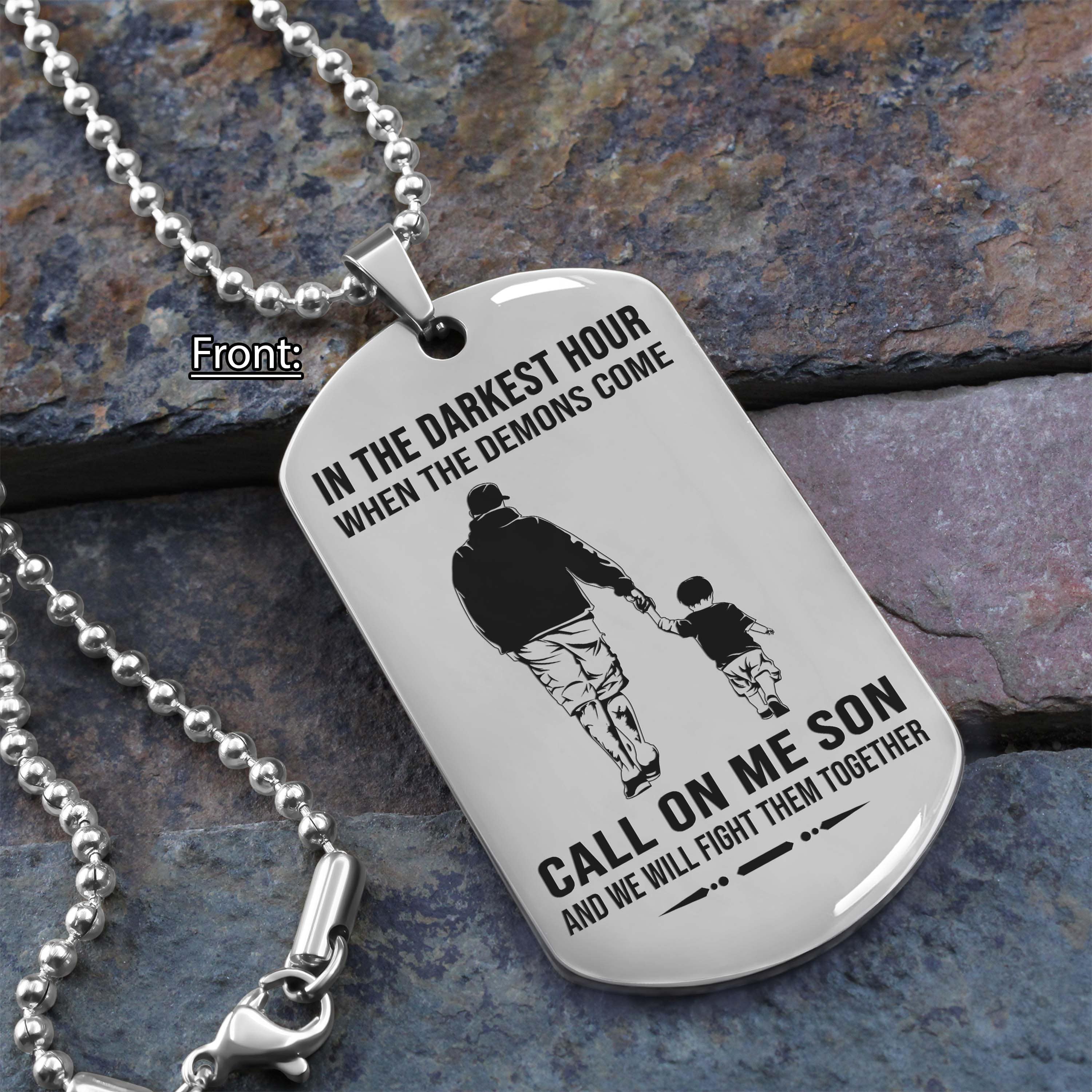 Samurai Personalized One Sided Dog Tag Call On Me Son And We Will Fight Them Together Gifts For Your Son From Dad