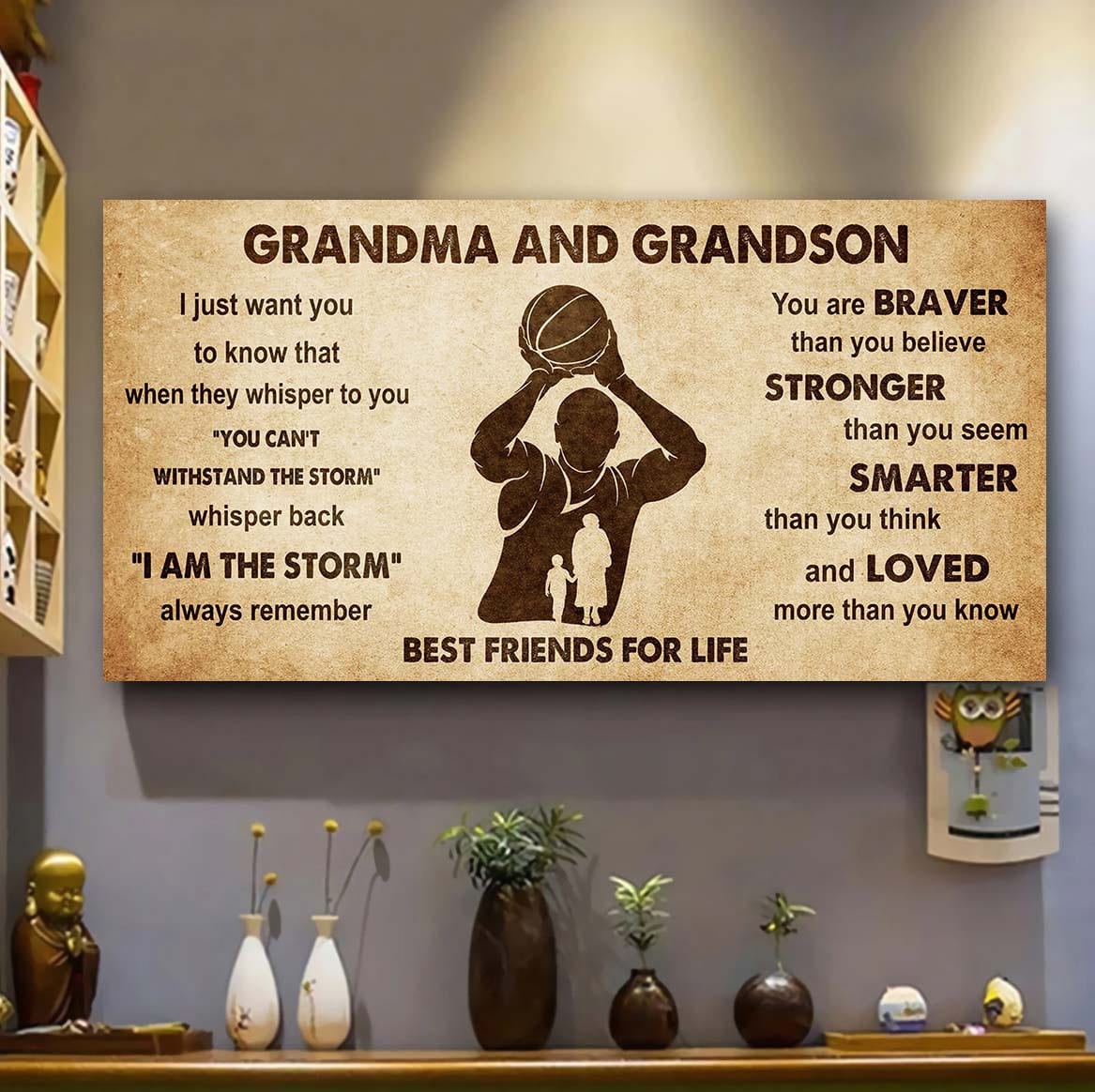 Personalized Grandma To Grandson Poster Canvas Father And Son Best Friends For Life - Message For Your Grandson Gifts For Him