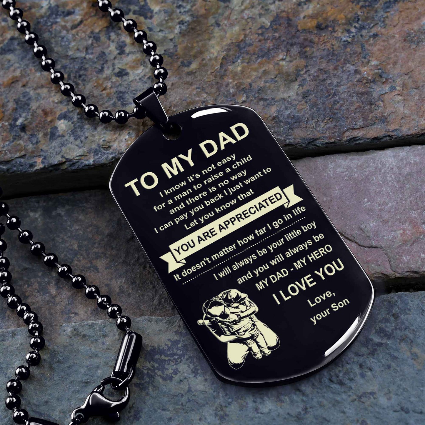 Family One Side Dog Tag To My Dad I Know It's Not Easy - You Are My Hero Gift From Son To Dad Father's Day Gift