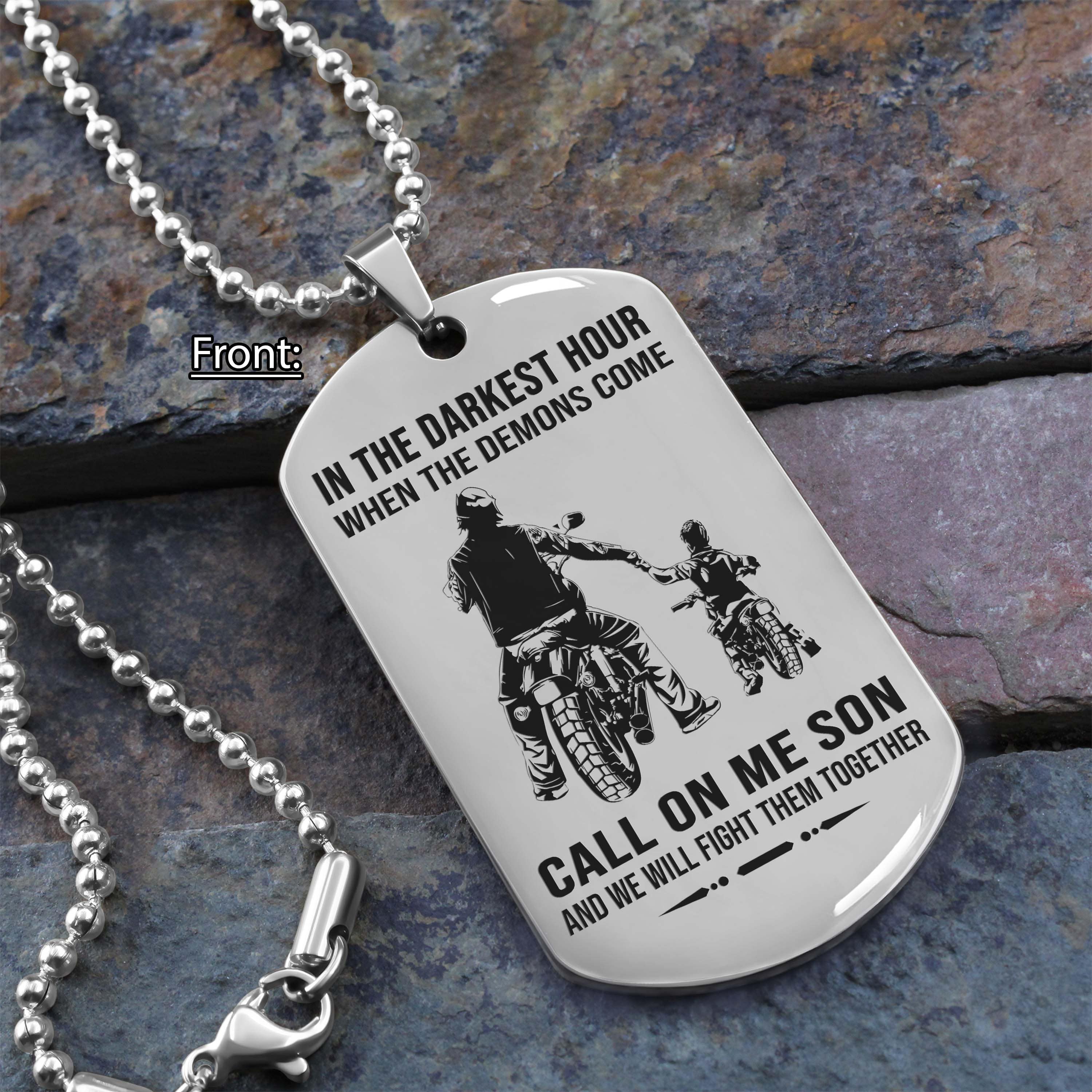 Samurai Personalized One Sided Dog Tag Call On Me Son And We Will Fight Them Together Gifts For Your Son From Dad