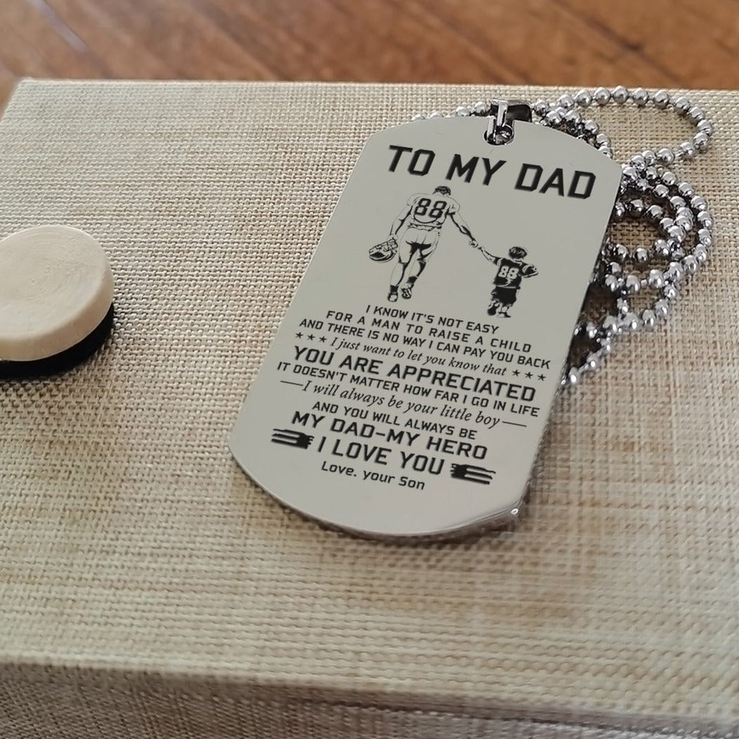 To My Dad One Side Engrave Dog Tag Gift For Your Dad Your Father