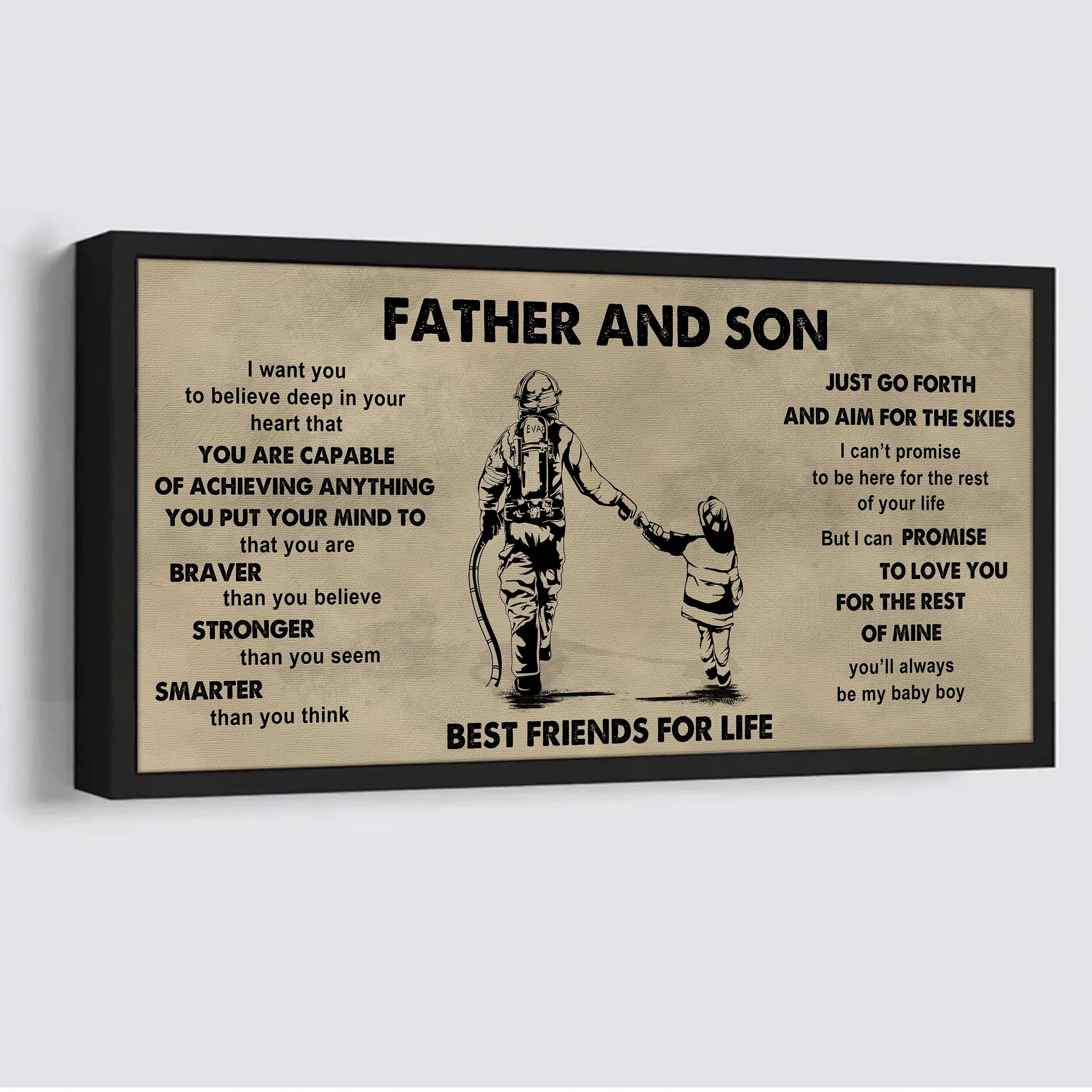 Family photo upload Father And Son Best Friends For Life  - That You Are Braver Than You Believe Poster Canvas Gift For Son From Father