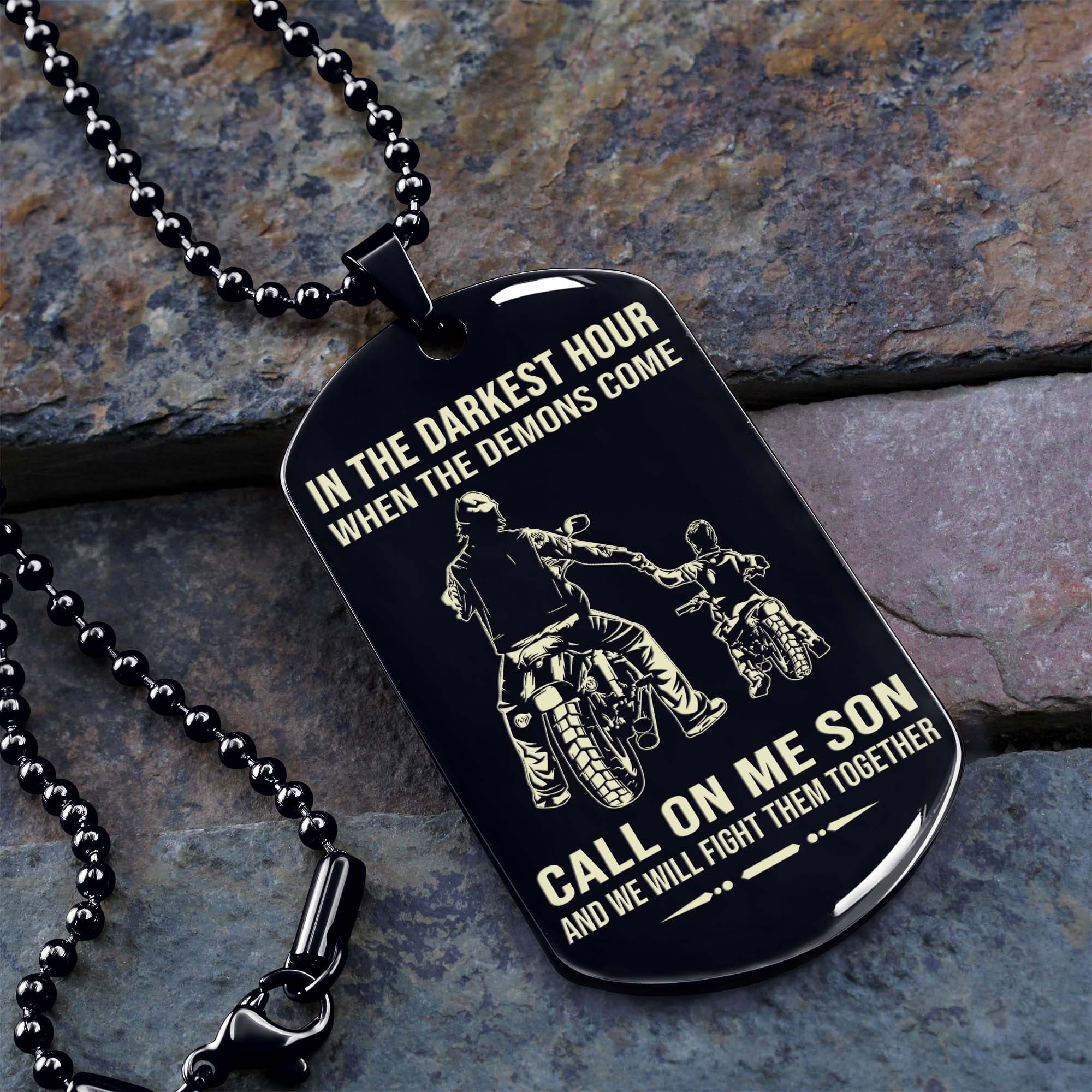 Samurai Personalized One Sided Dog Tag Call On Me Son And We Will Fight Them Together Gifts For Your Son From Dad