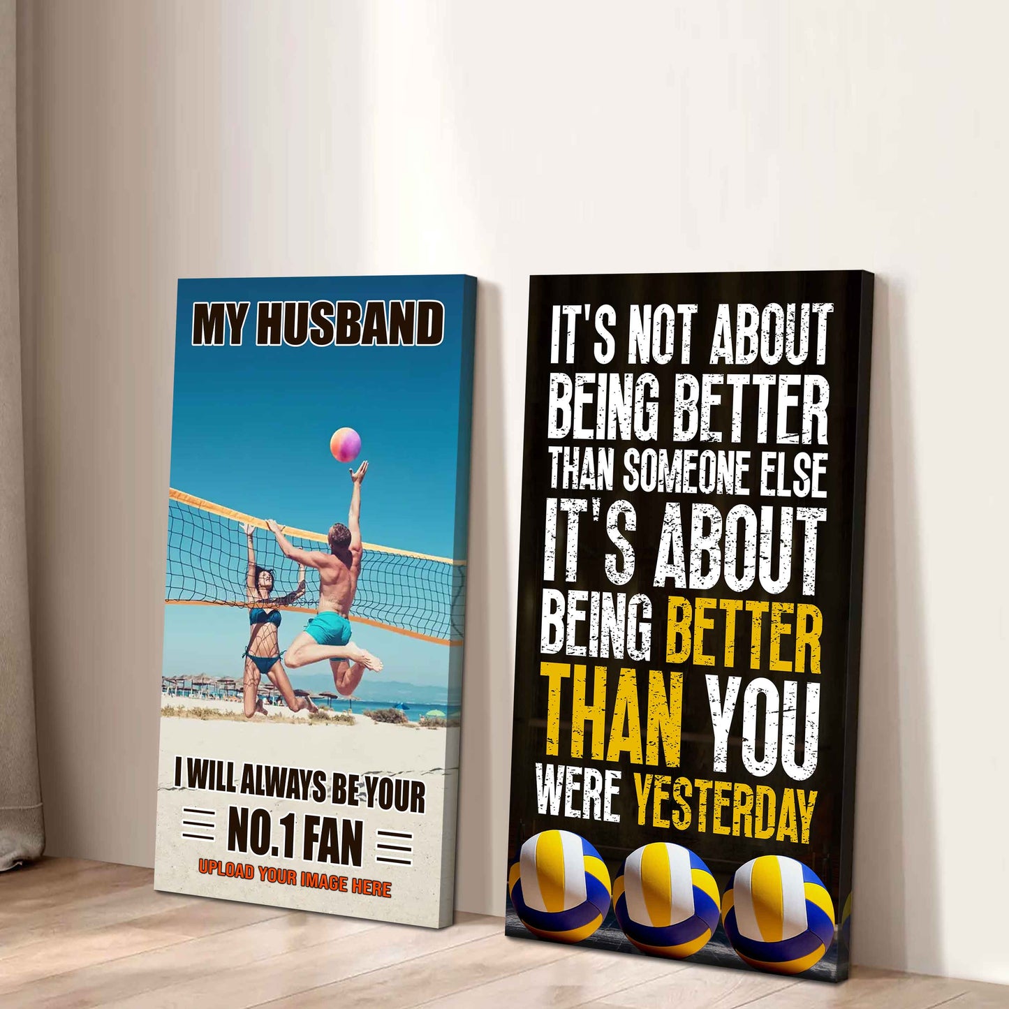 To My Husband Canvas I Am Your No 1 Fan - 2 Piece Canvas Wall Art - It's About Being Better Than You Were Yesterday