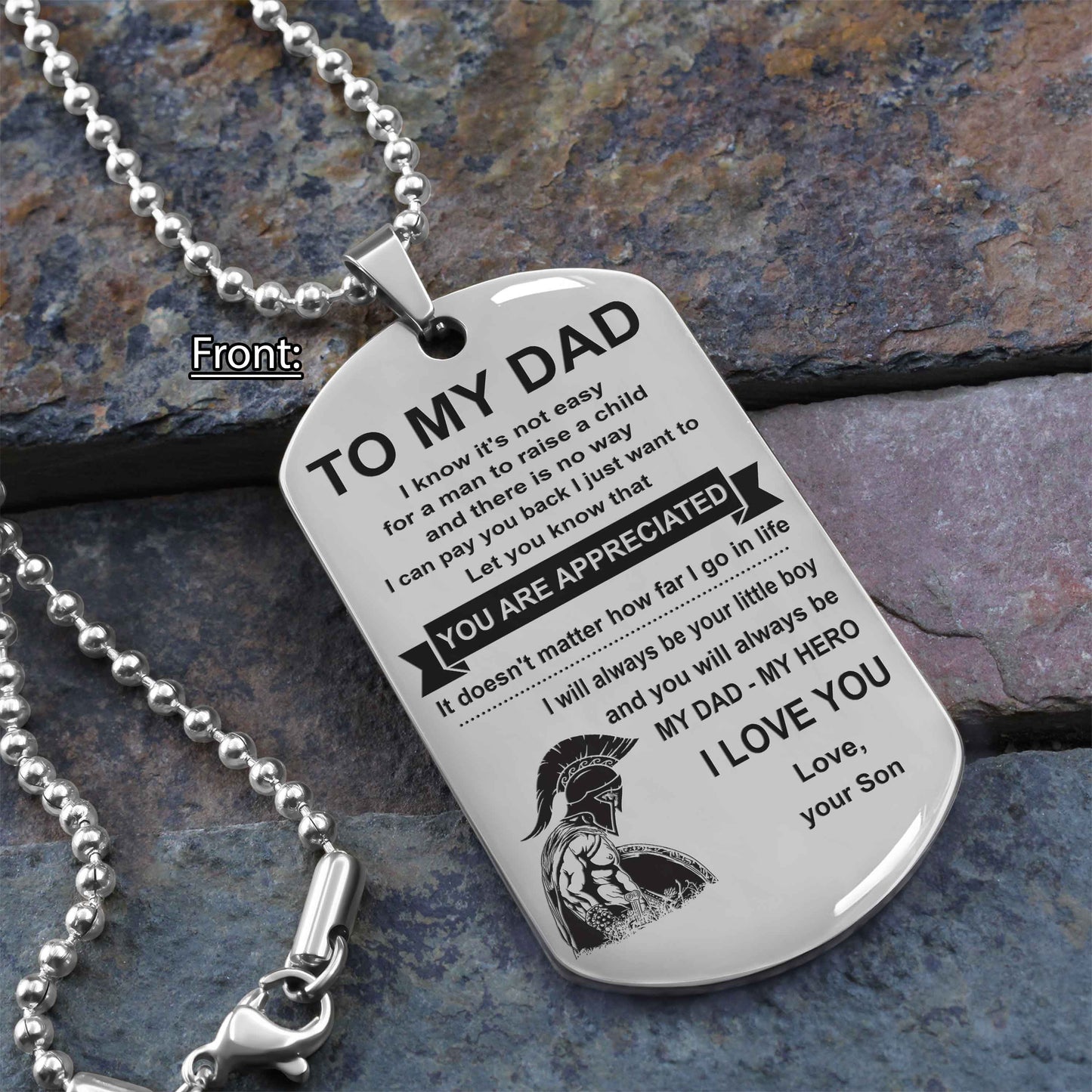 Family One Side Dog Tag To My Dad I Know It's Not Easy - You Are My Hero Gift From Son To Dad Father's Day Gift