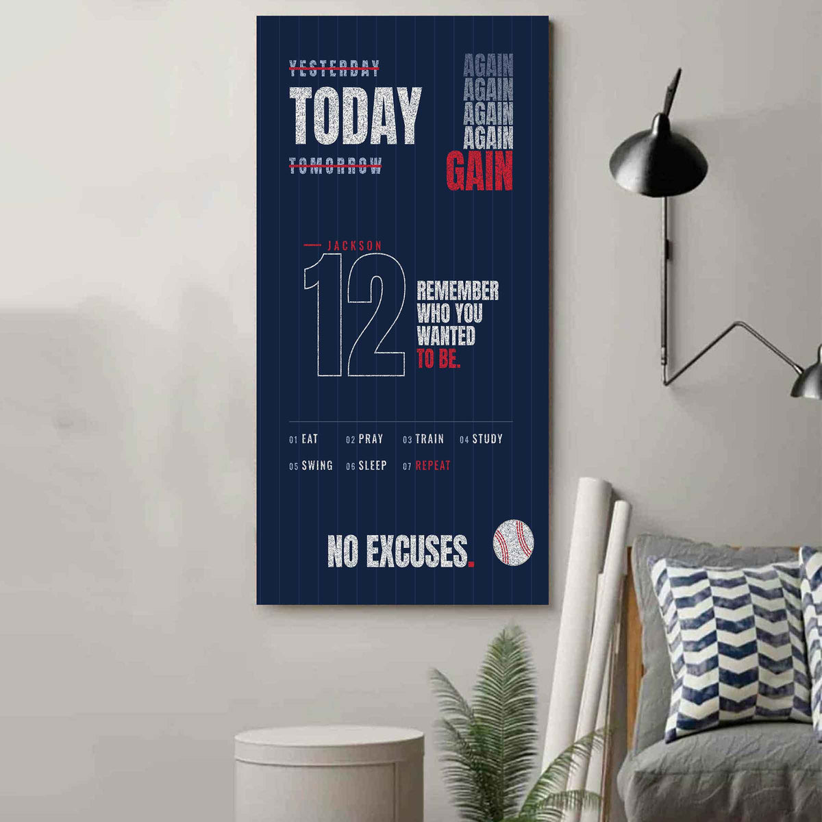 Sport Personalized Poster Canvas Remember Who You Wanted To Be Today Again Again Again Gain
