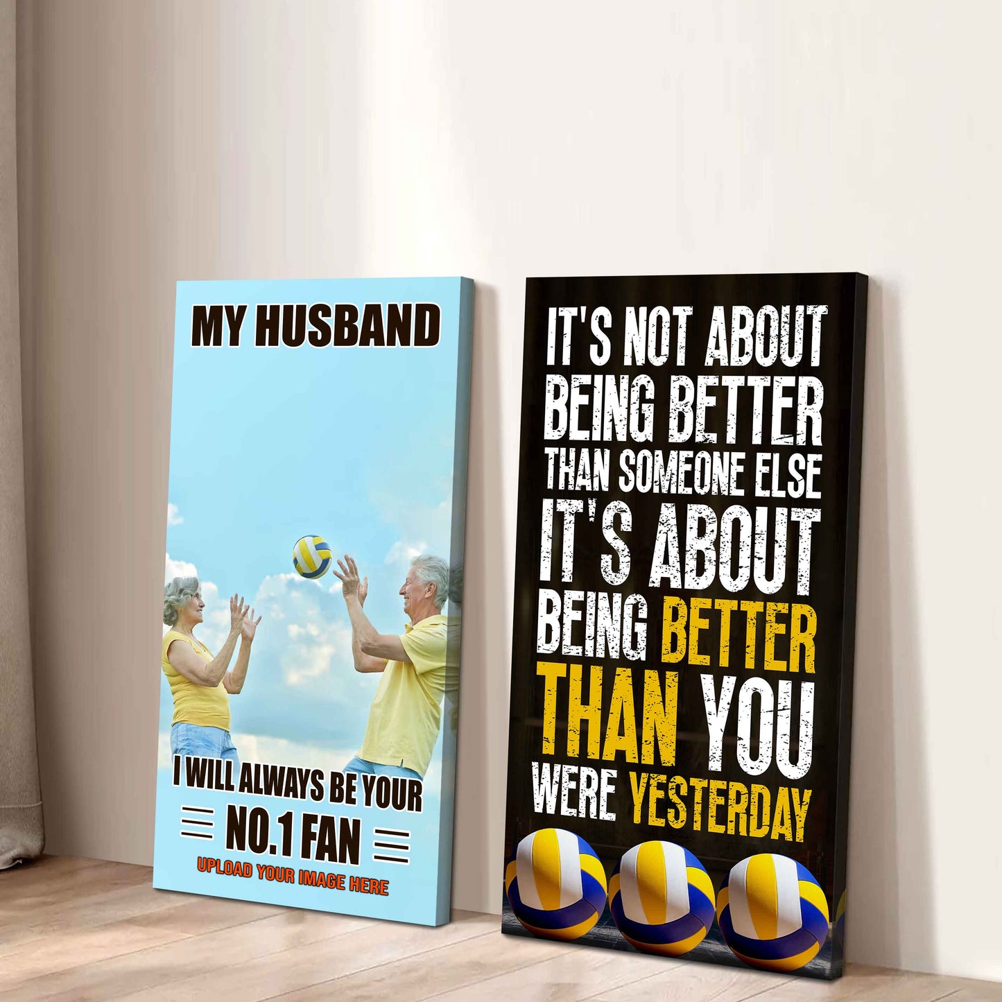 To My Husband Canvas I Am Your No 1 Fan - 2 Piece Canvas Wall Art - It's About Being Better Than You Were Yesterday