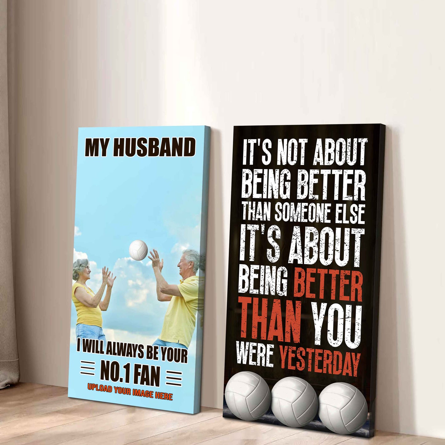 To My Husband Canvas I Am Your No 1 Fan - 2 Piece Canvas Wall Art - It's About Being Better Than You Were Yesterday