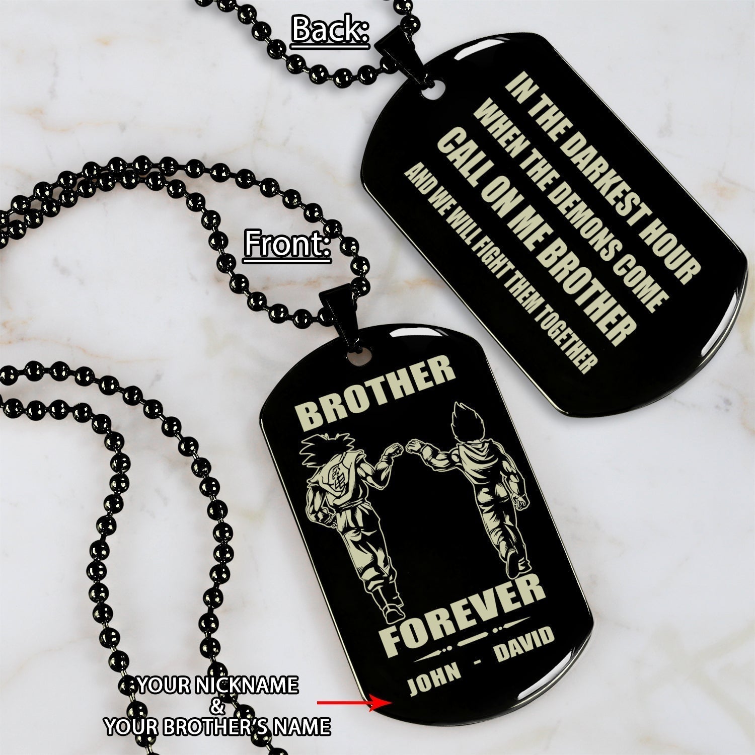 Soldier Call on me brother engraved dog tag double sided , Gift for brothers Brother Forever