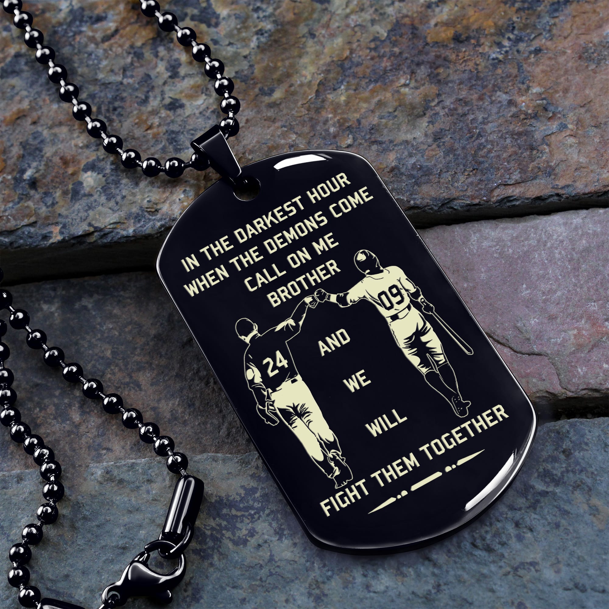 Vikings customizable engraved black dog tag double sided gift from brother, brother forever