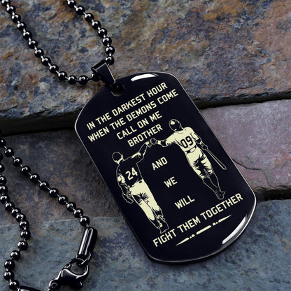 Biker Customizable engraved black dog tag double sided gift from brother, brother forever