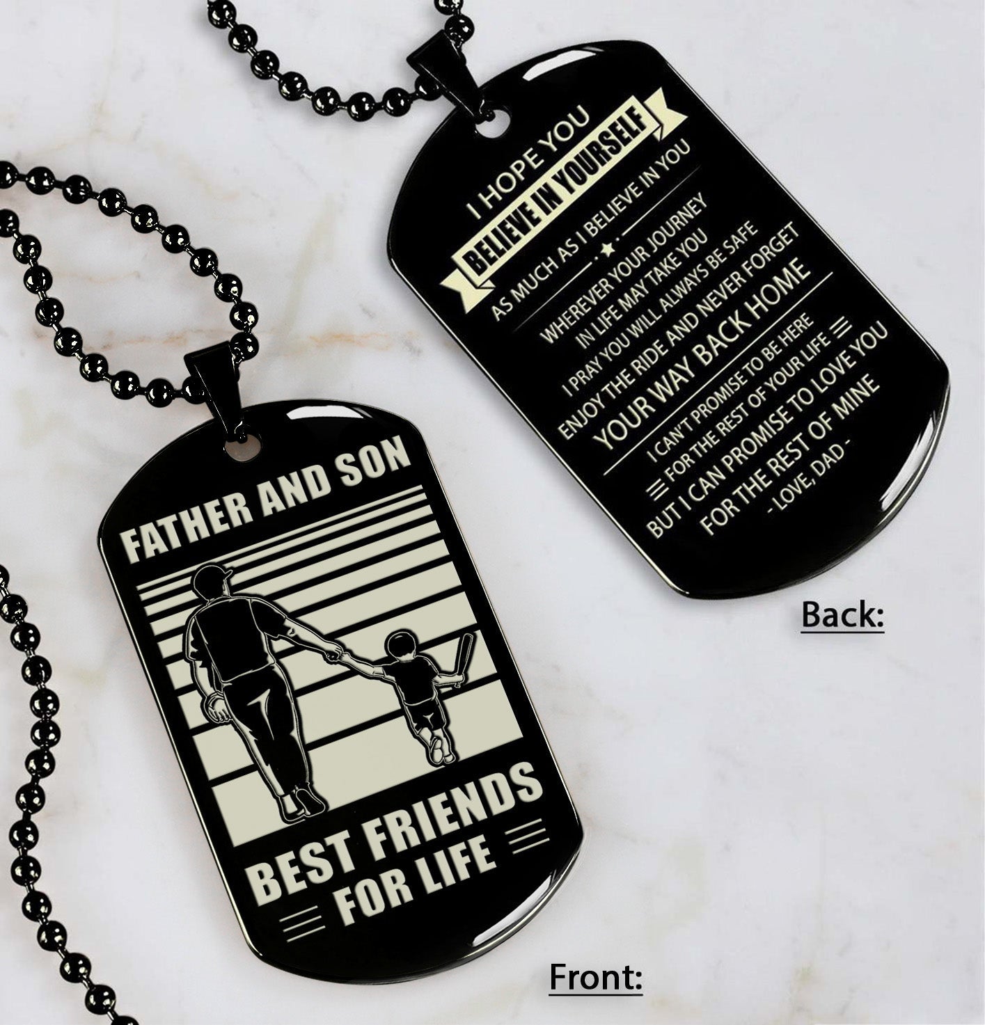 Hockey NVL Personalized Double Sided Dog Tag Father And Son Best Friends For Life - Message on the back side