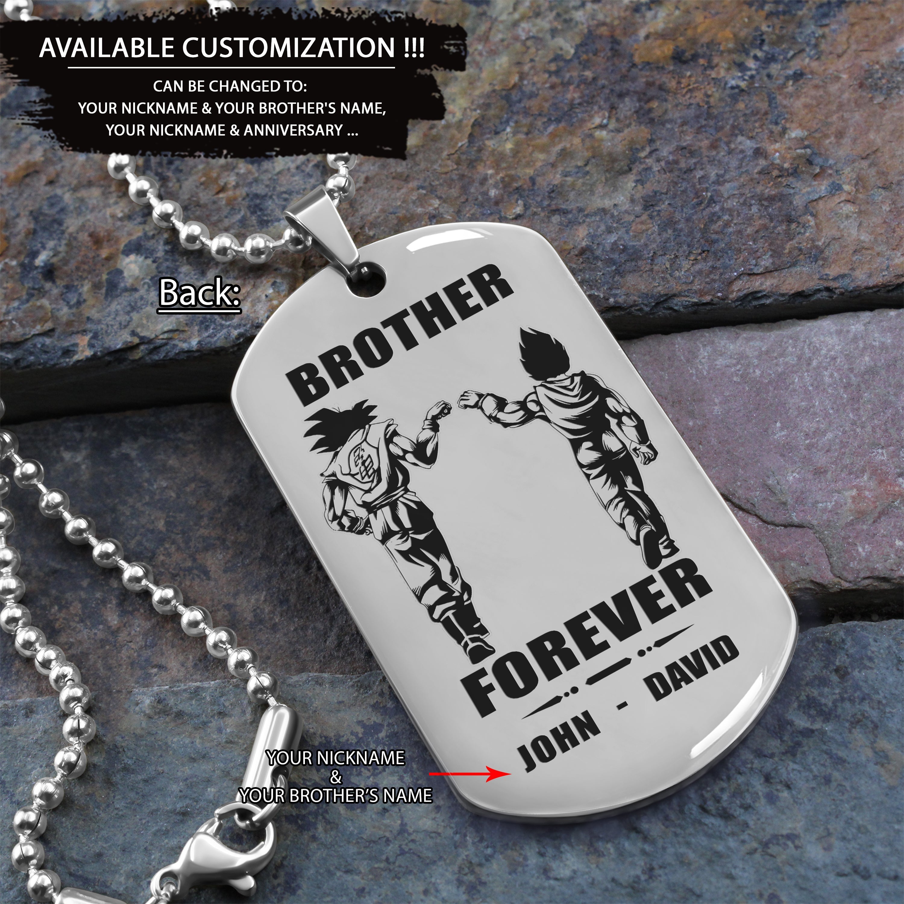 Soldier Customizable engraved black dog tag double sided gift from brother, brother forever