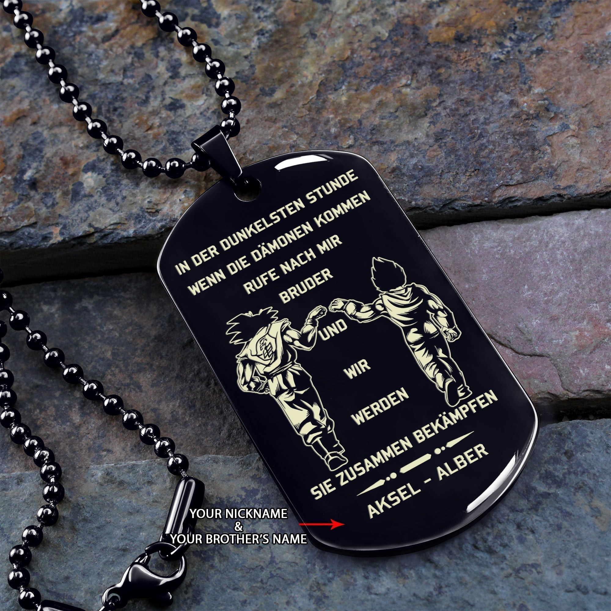 Germany-Call on me brother engraved dog tag, Gift for brothers