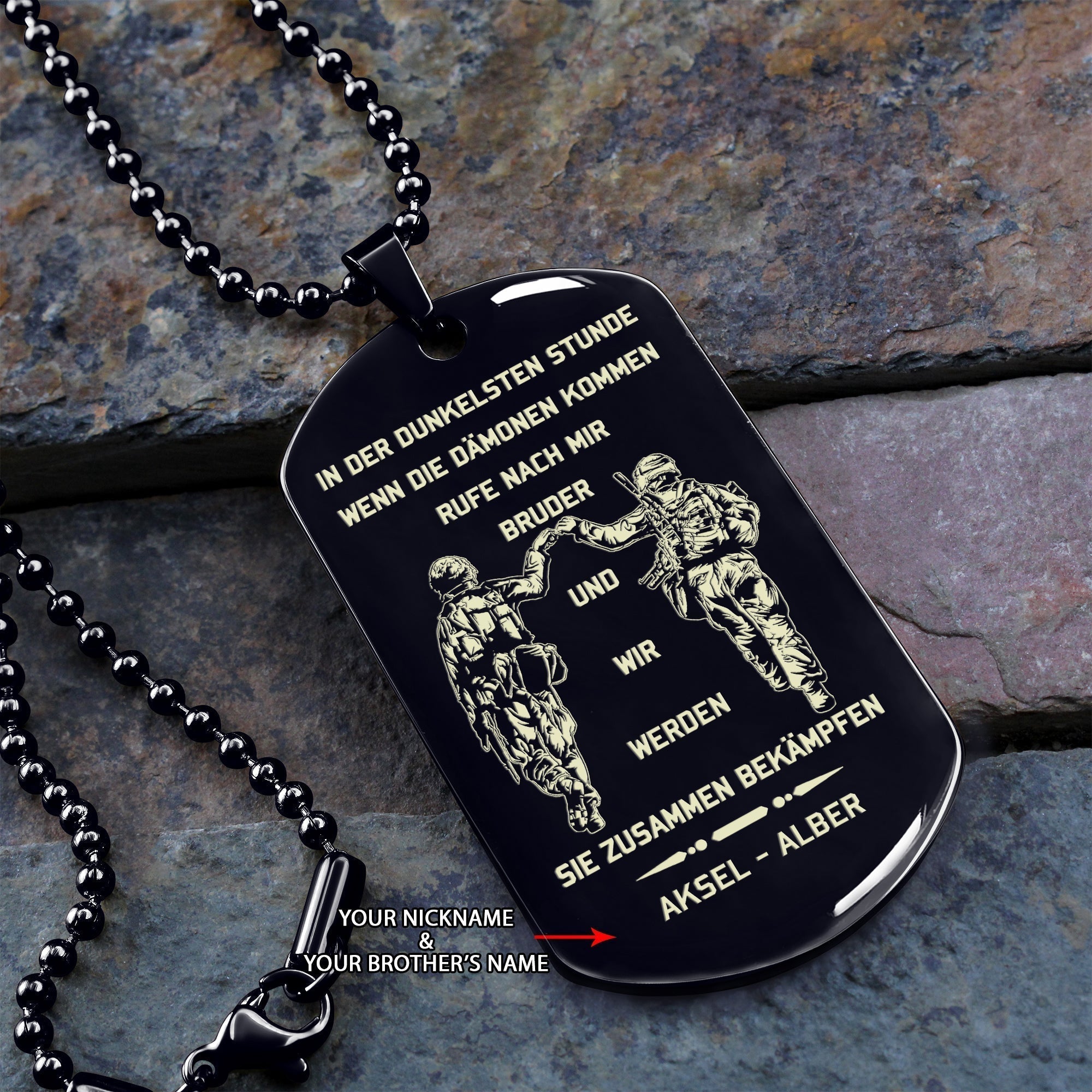 Germany-Call on me brother engraved dog tag, Gift for brothers