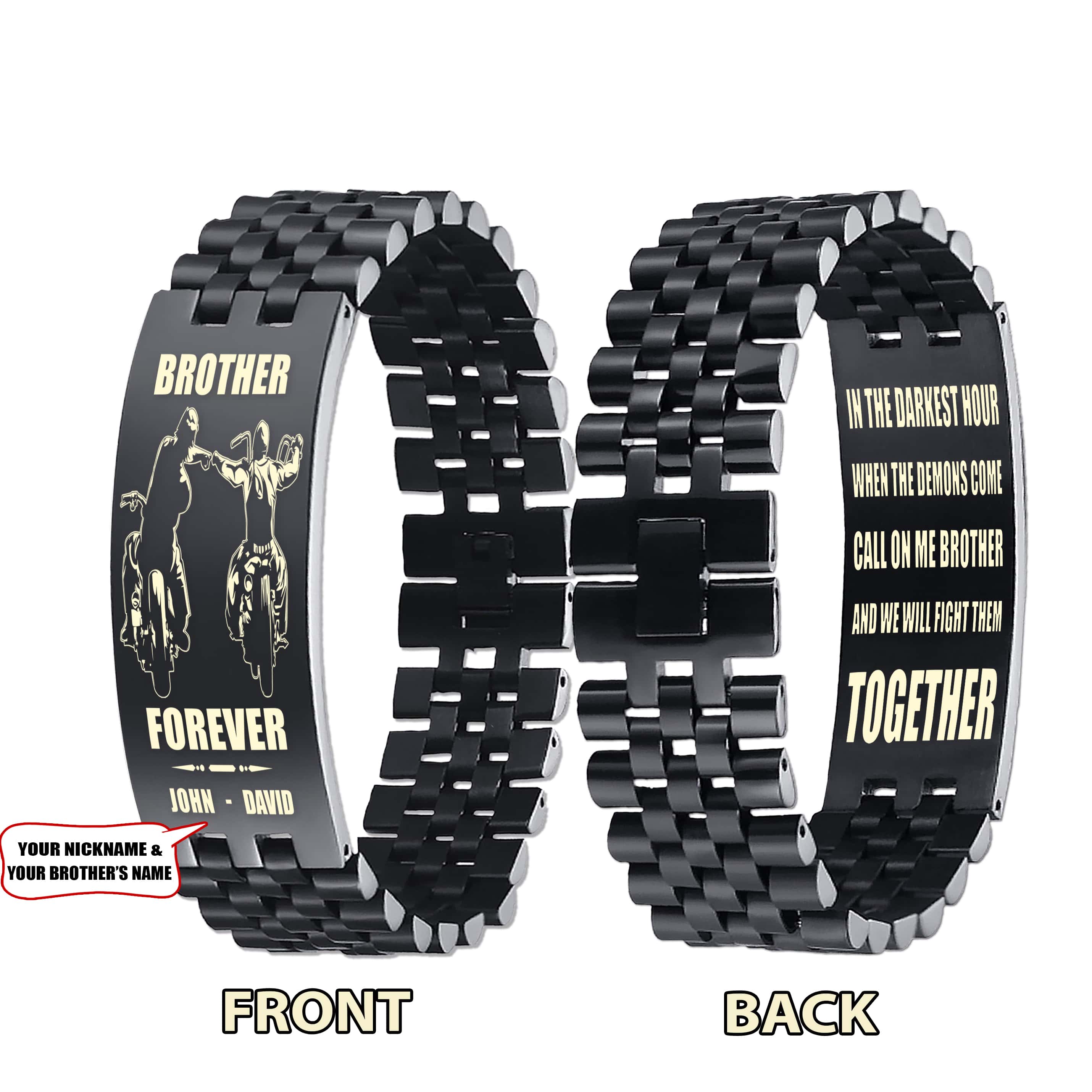 Samurai-Customizable engraved brother bracelet double sided gift from brother, brother forever