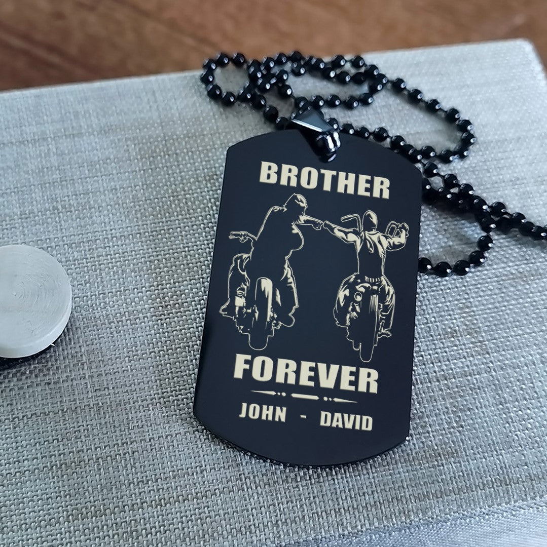 Samurai customizable engraved black dog tag double sided gift from brother, brother forever