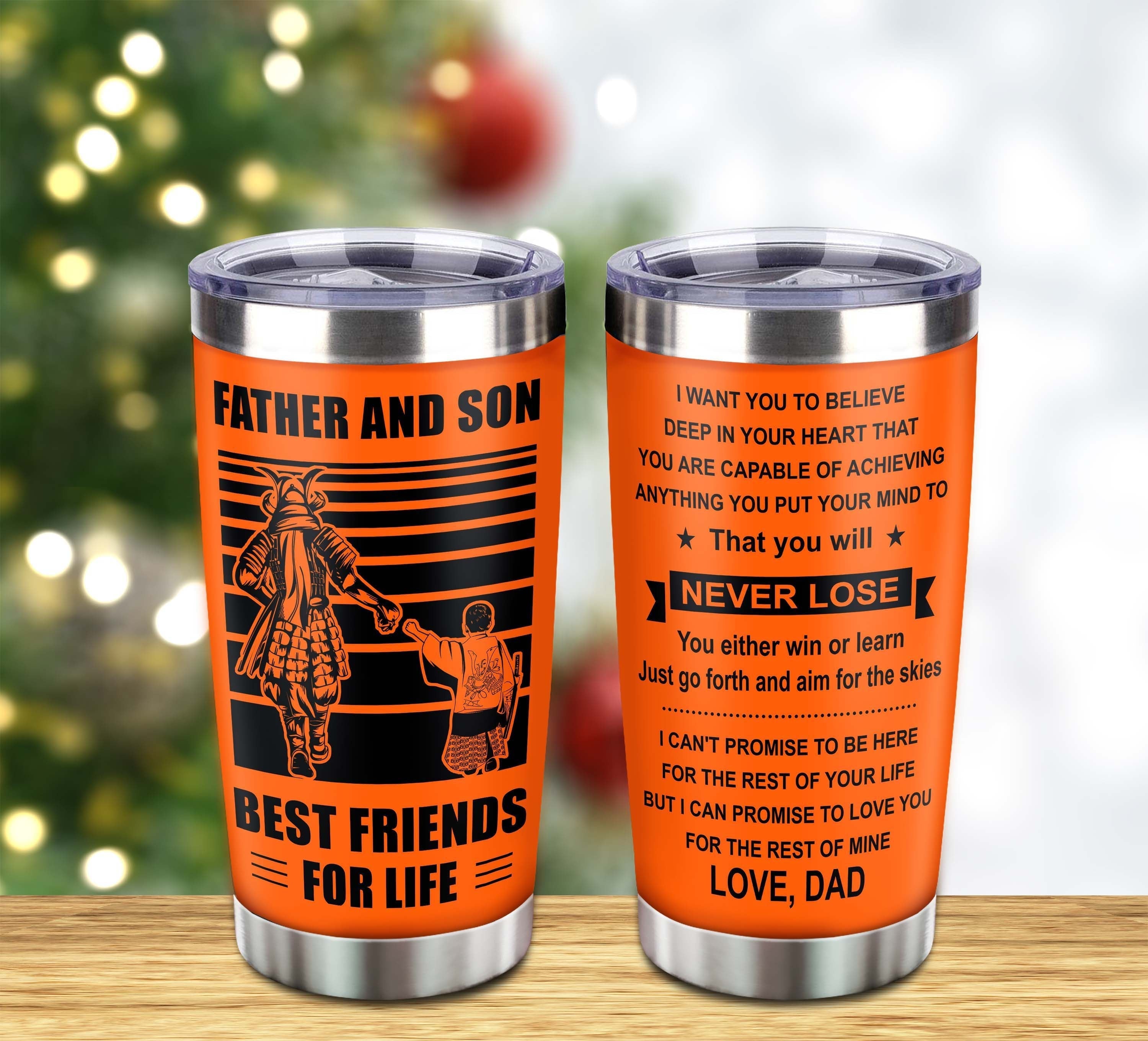 WBH Customizable DRB tumbler, gifts from Dad To Son Father And Son Best Friend For Life With Inspriration Message