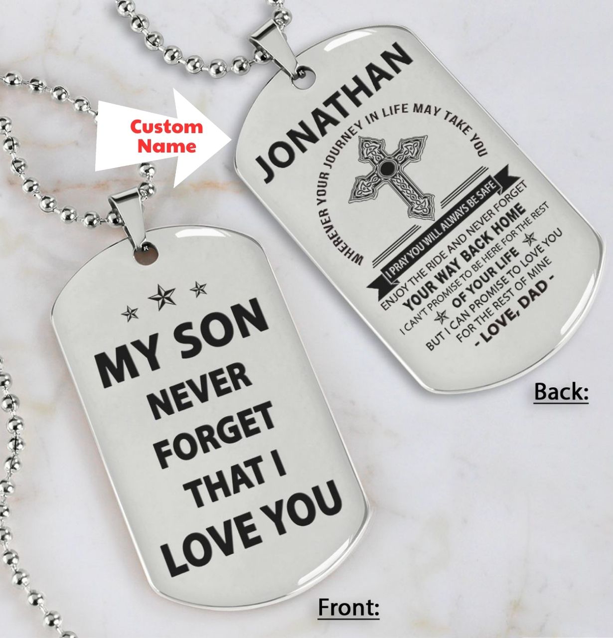 Family dog tag from dad to son