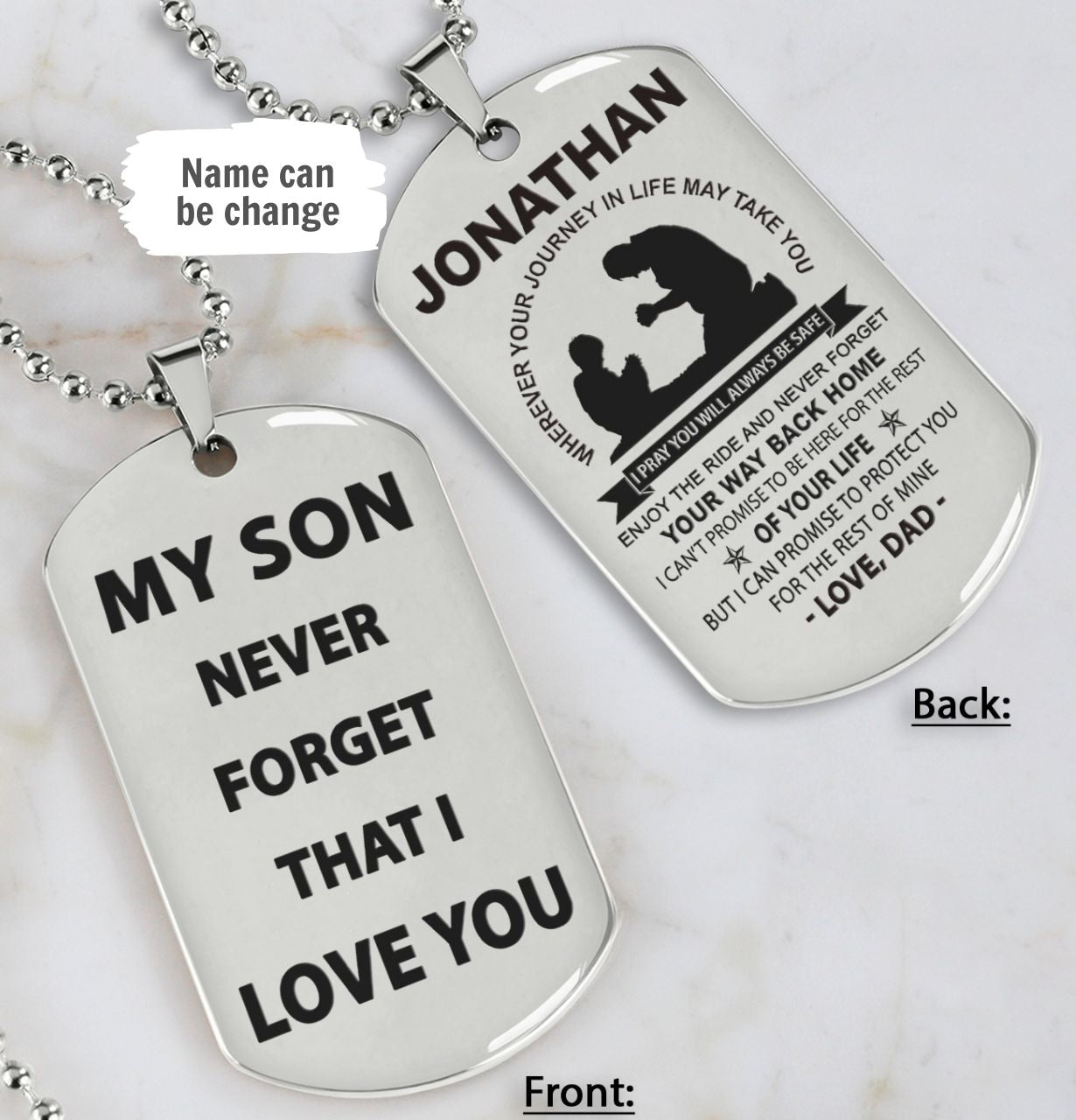 VGT Family dog tag from dad to son