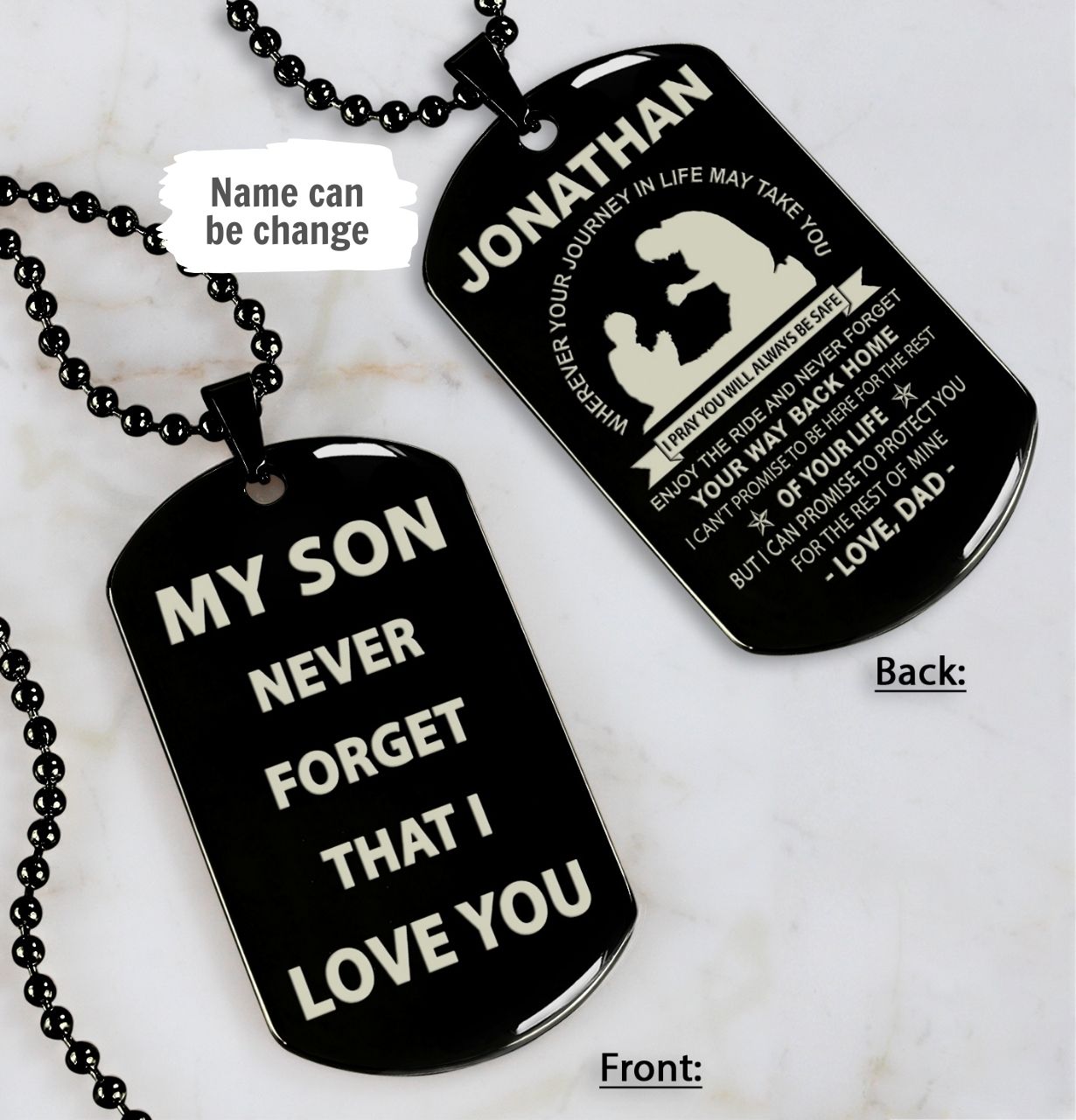 VGT Family dog tag from dad to son