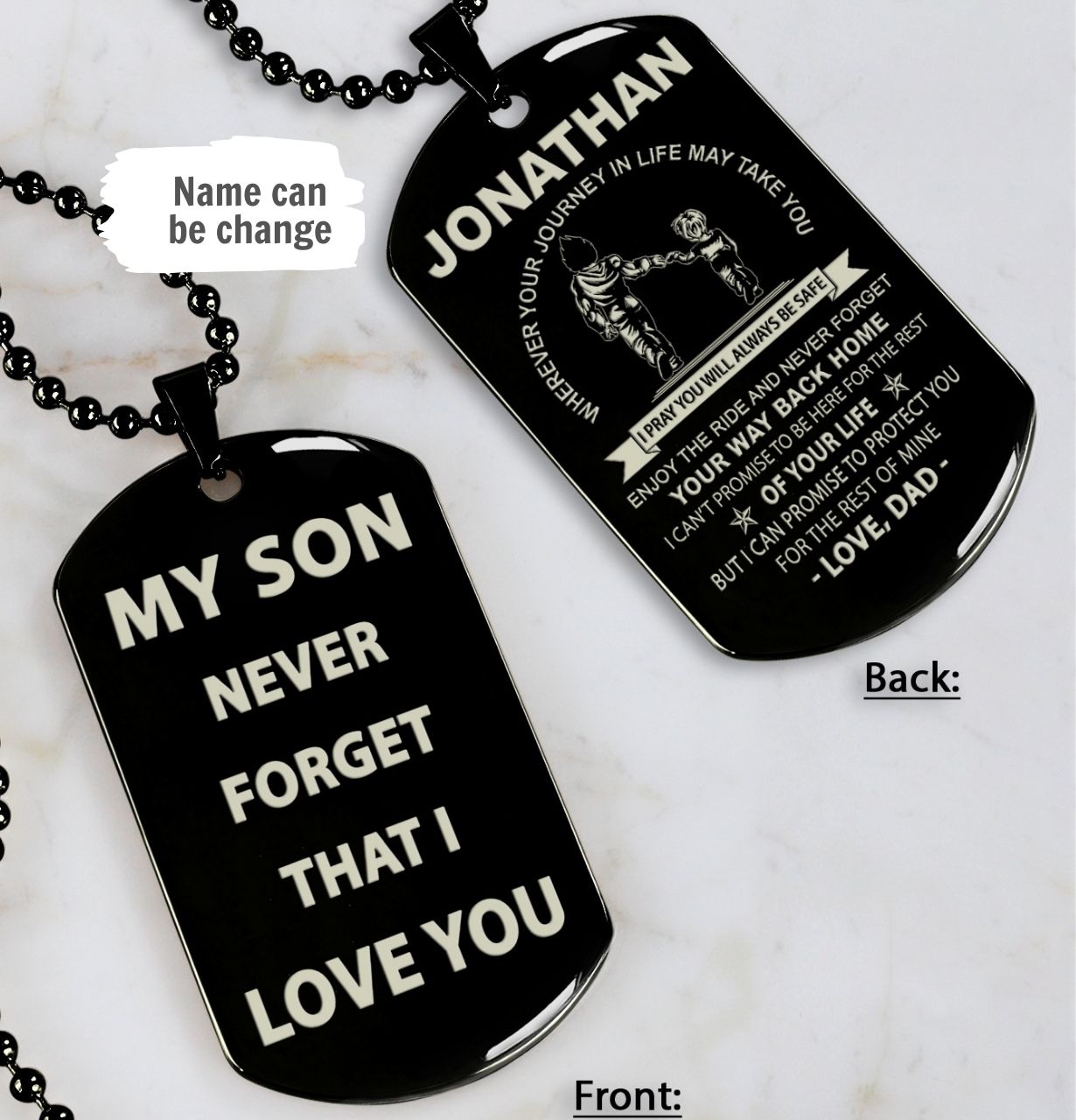 Family dog tag from dad to son