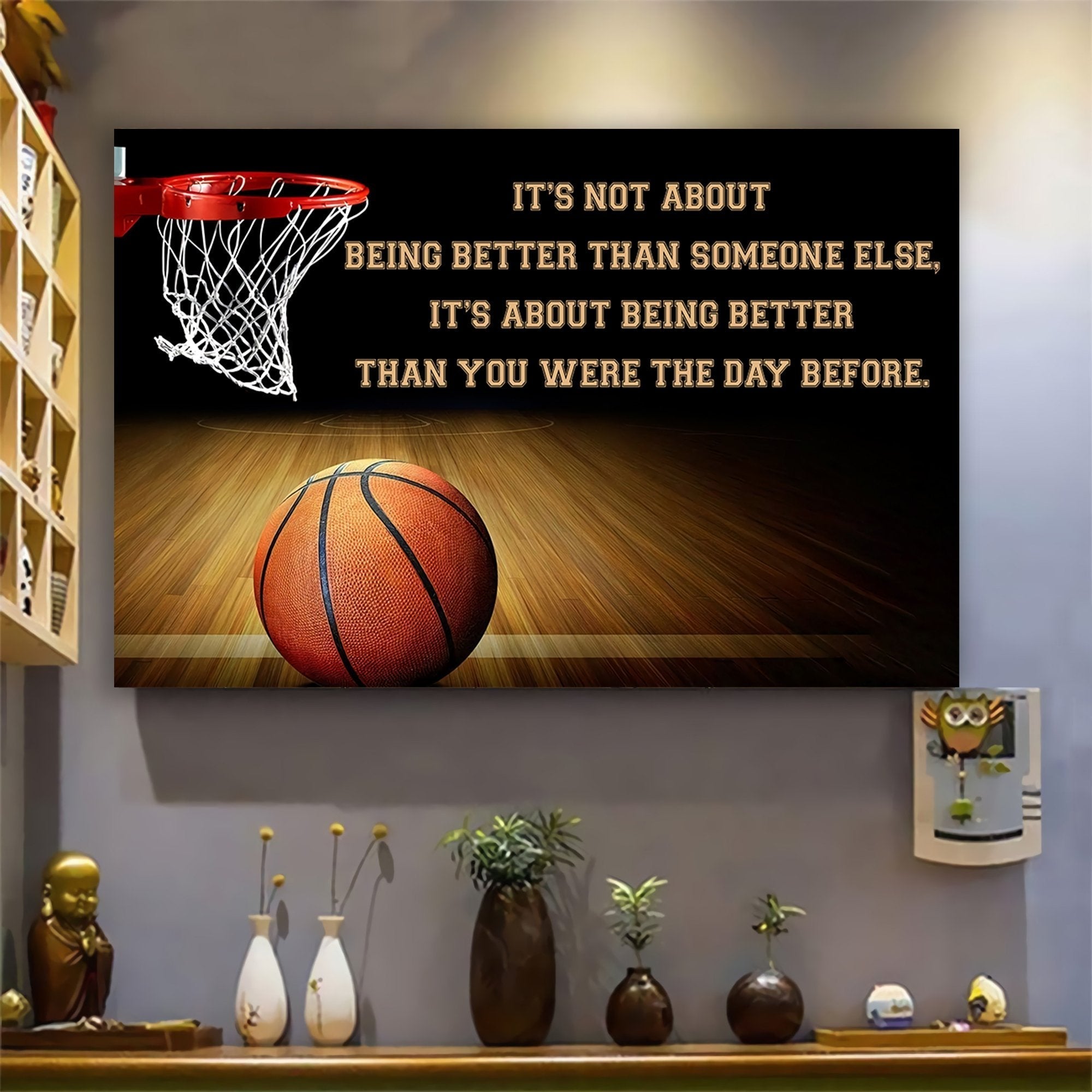 Squash Ball customizable poster canvas - It is not about better than someone else, It is about being better than you were the day before