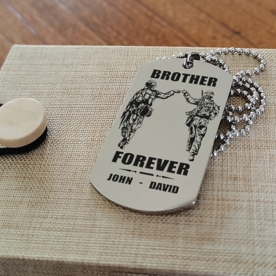 Customizable engraved black dog tag double sided gift from brother, brother forever