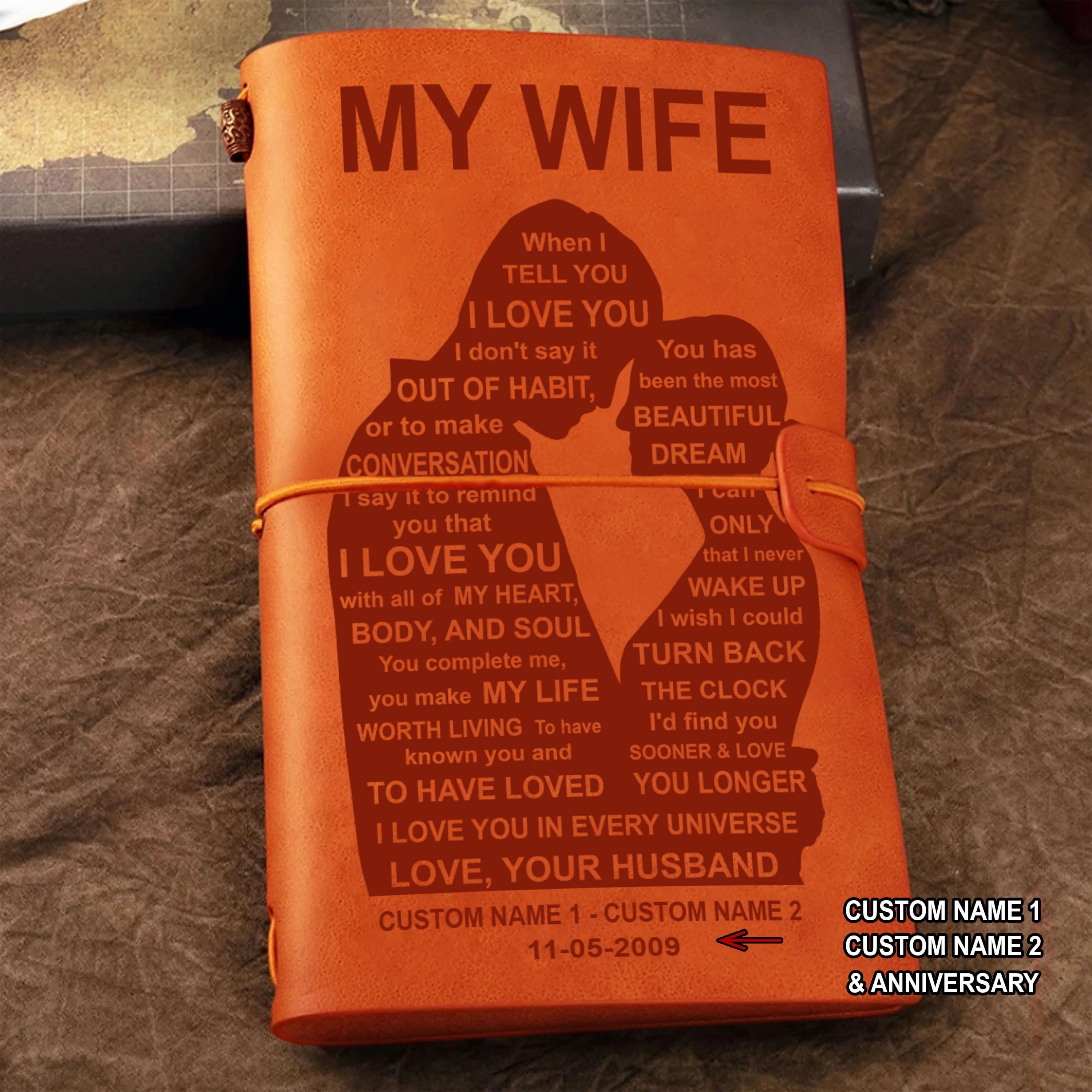 Perfect for anniversaries, birthdays, or just because-Vintage Journal Husband to wife Meeting you was fate