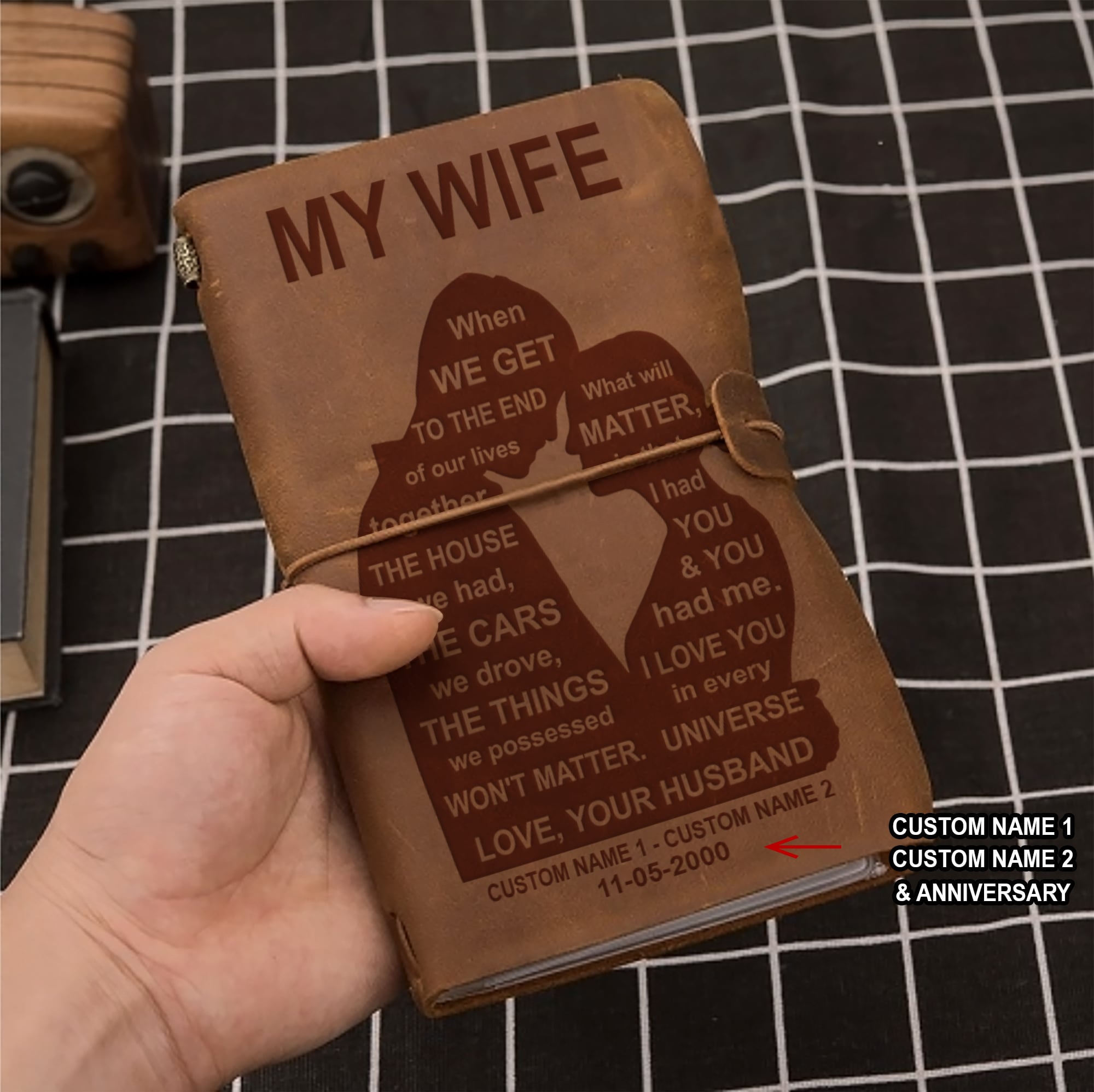 Perfect for anniversaries, birthdays, or just because-Vintage Journal Husband to wife I wish i could turn back the clock