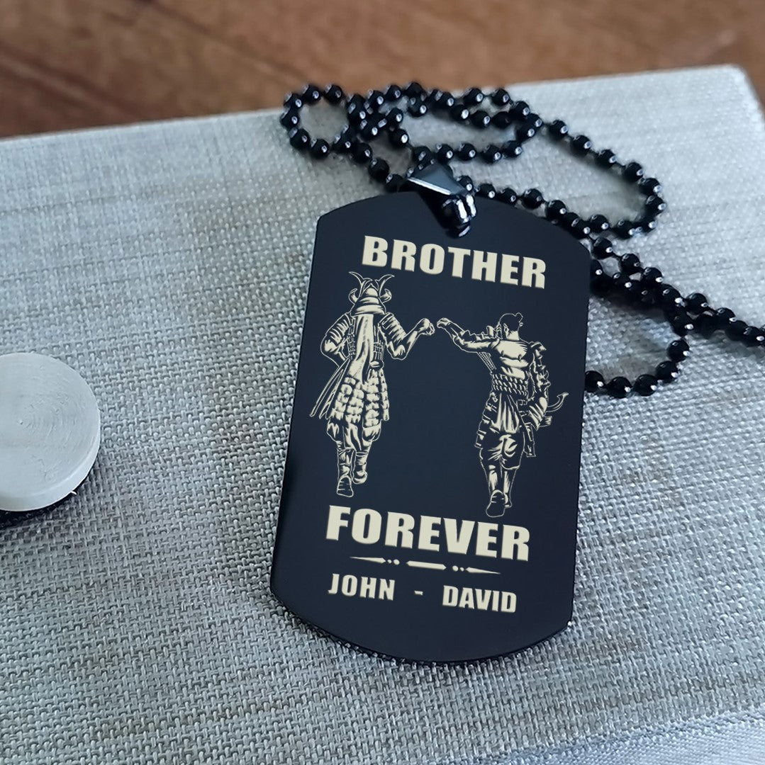 Spartan Customizable engraved black dog tag double sided gift from brother, brother forever