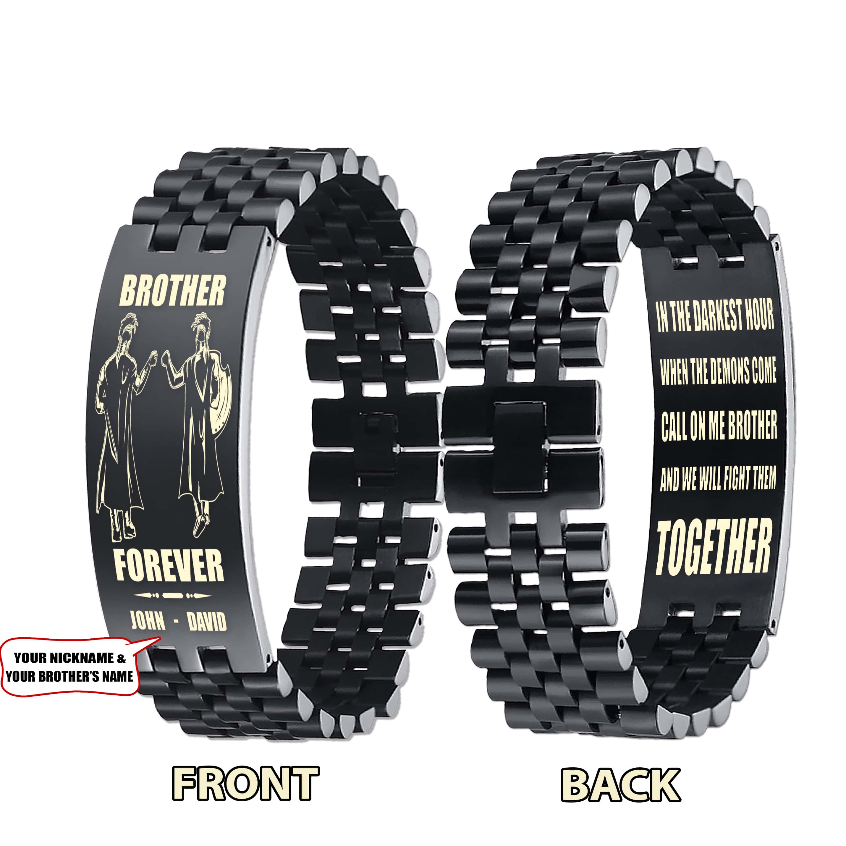 Samurai-Customizable engraved brother bracelet double sided gift from brother, brother forever