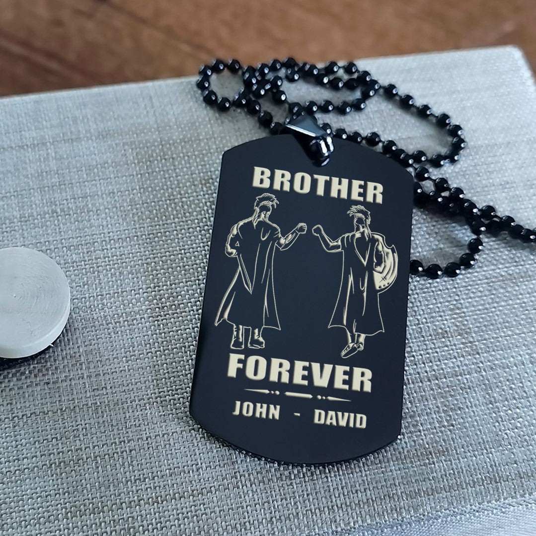 Spartan Customizable engraved black dog tag double sided gift from brother, brother forever