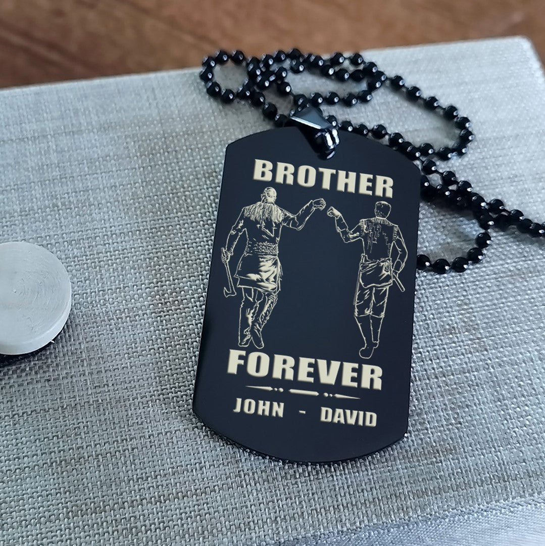 Samurai Customizable engraved black dog tag double sided gift from brother, brother forever