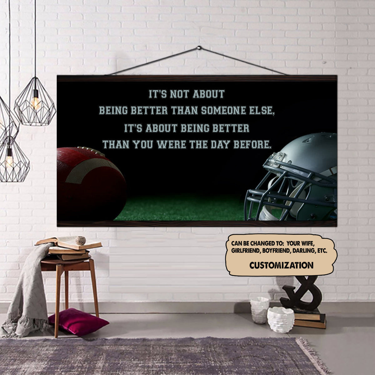 Rugby customizable poster canvas - It is not about better than someone else, It is about being better than you were the day before