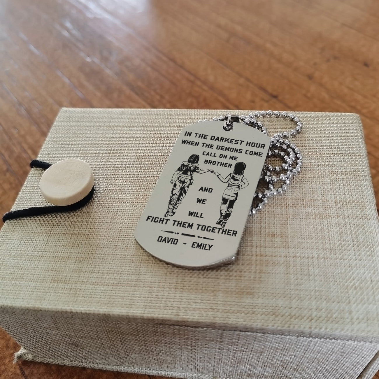 Soldier Customizable engraved black dog tag double sided gift from brother, brother forever