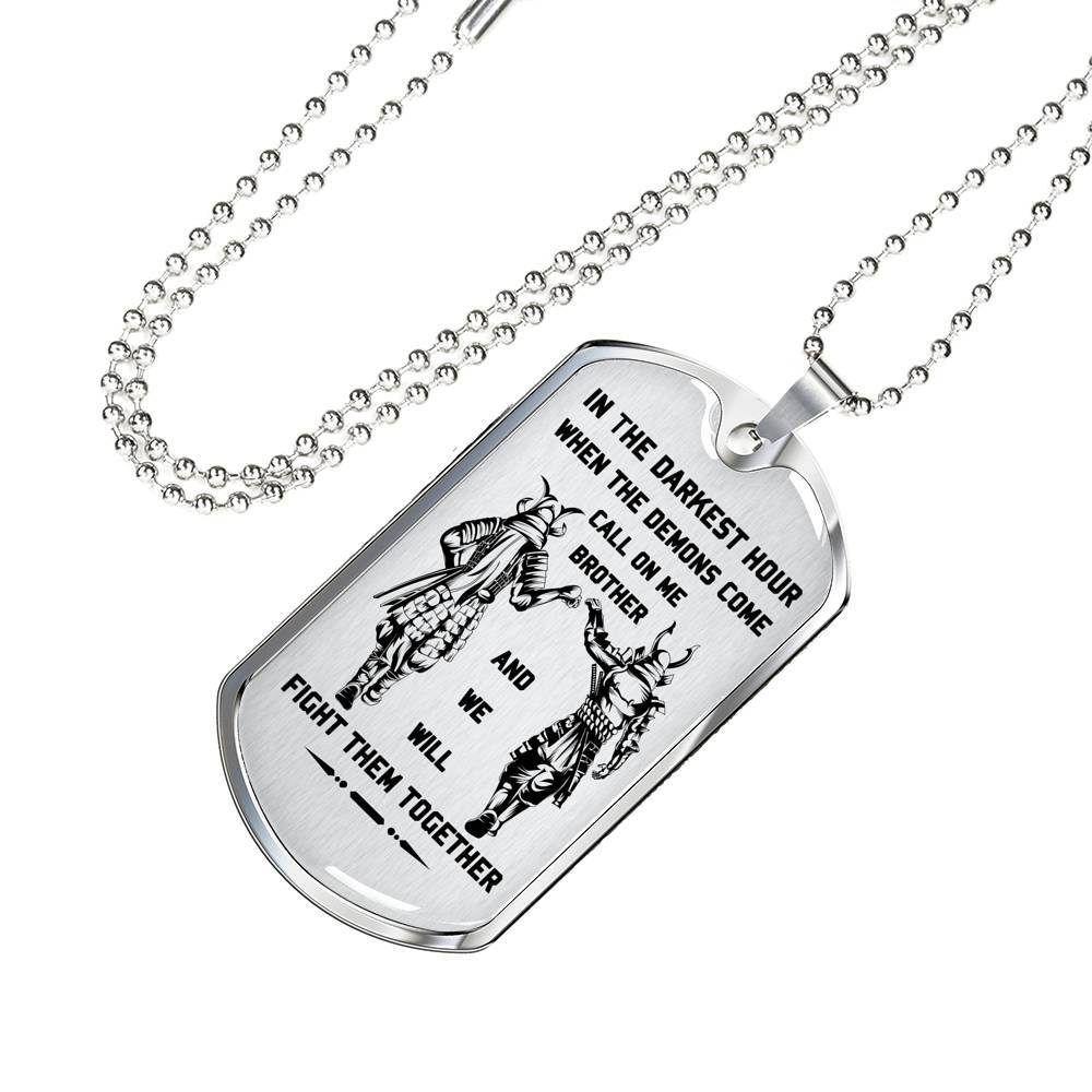 Samurai silver dog tag call on me brother